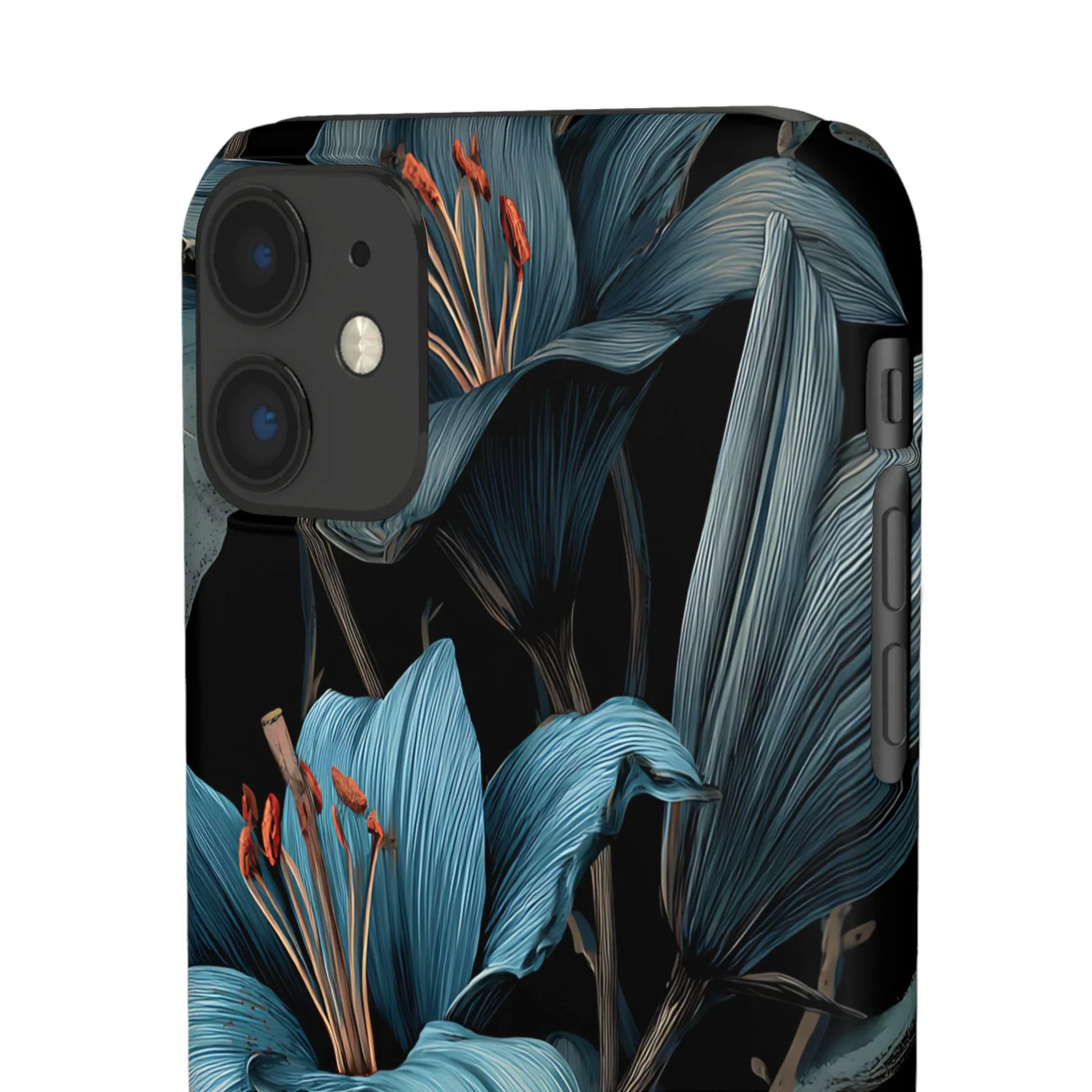 Blue Lily Floral Phone Case for iPhone 11-17 and Galaxy S20-S25 - KARARMDESIGN