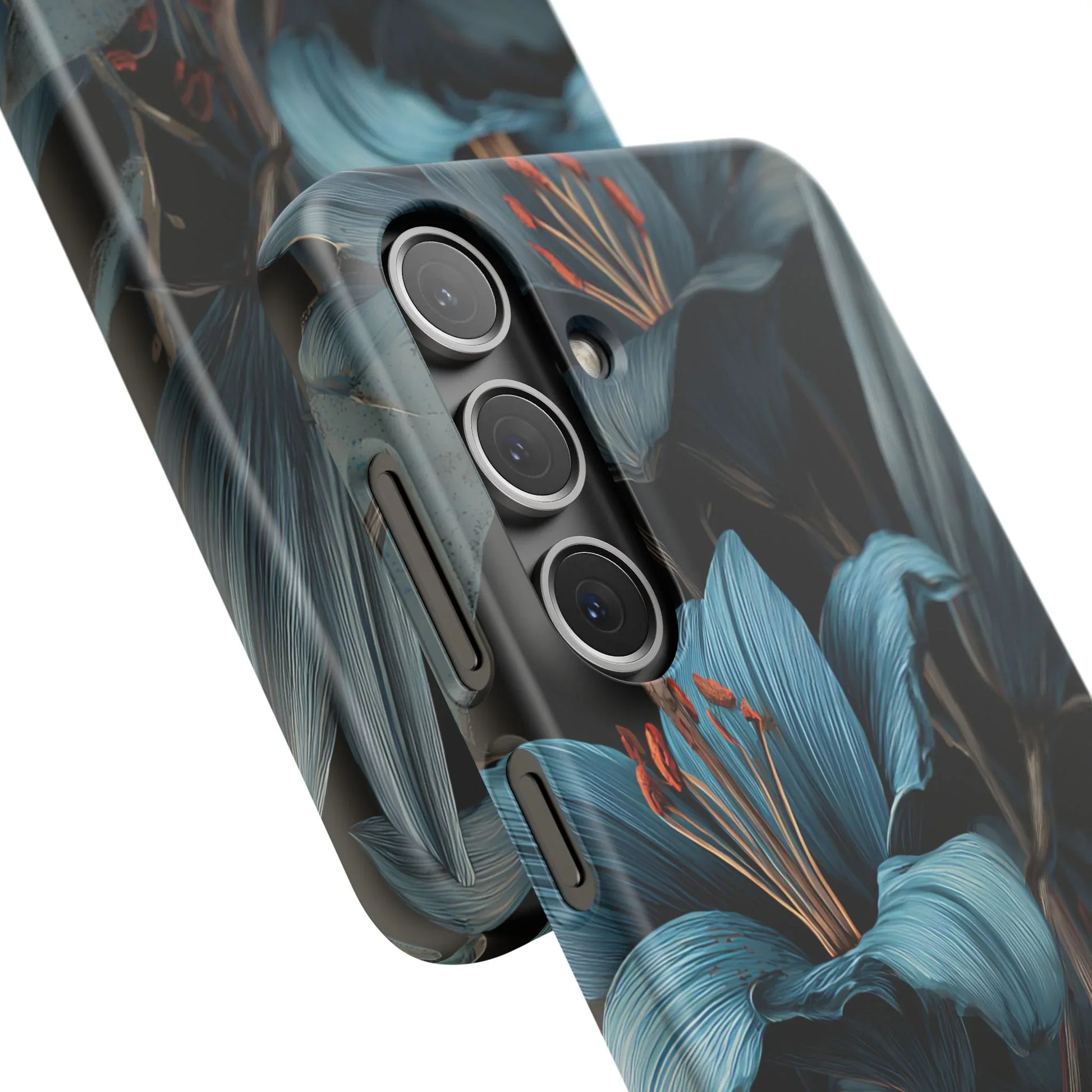 Blue Lily Floral Phone Case for iPhone 11-17 and Galaxy S20-S25 - KARARMDESIGN