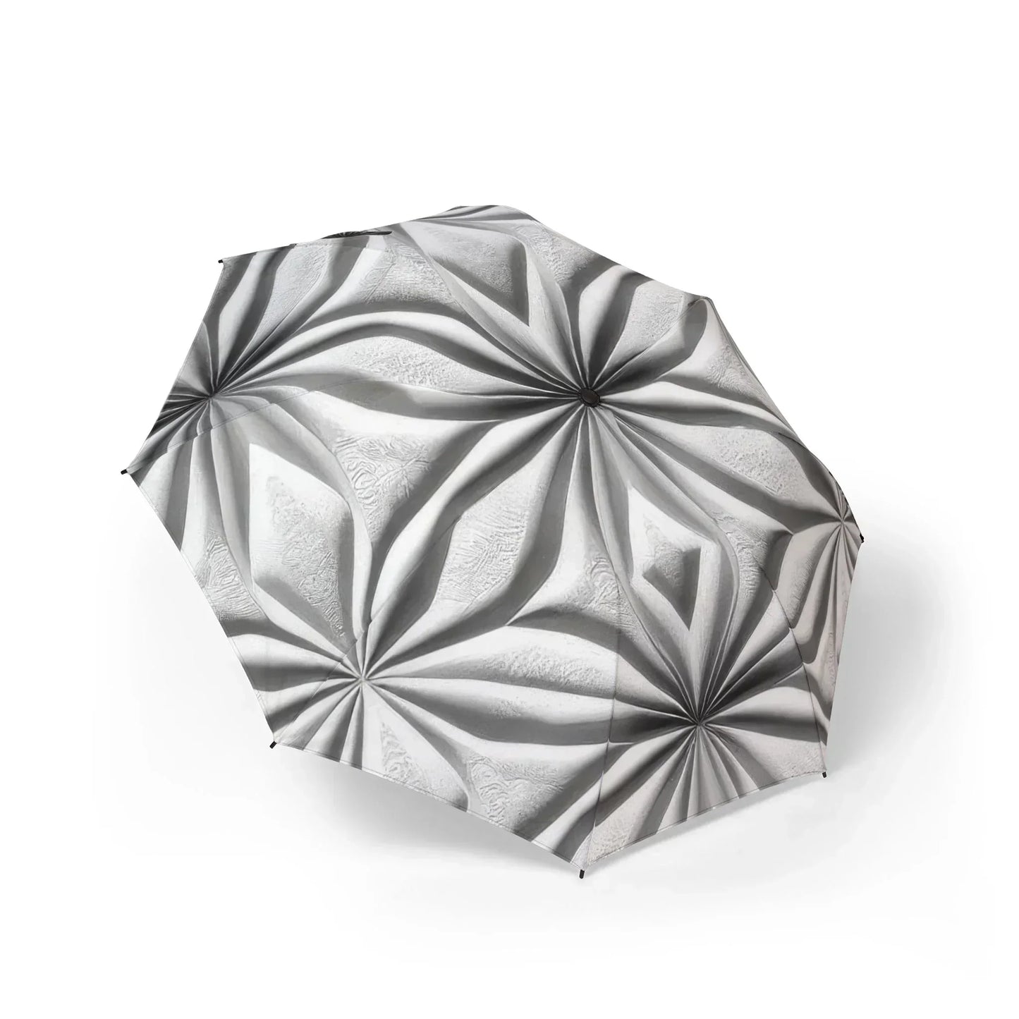 Stylish Gray 3D Geometric Pattern Semi-Automatic Umbrella – Modern Rain Protection - KarArmDesign