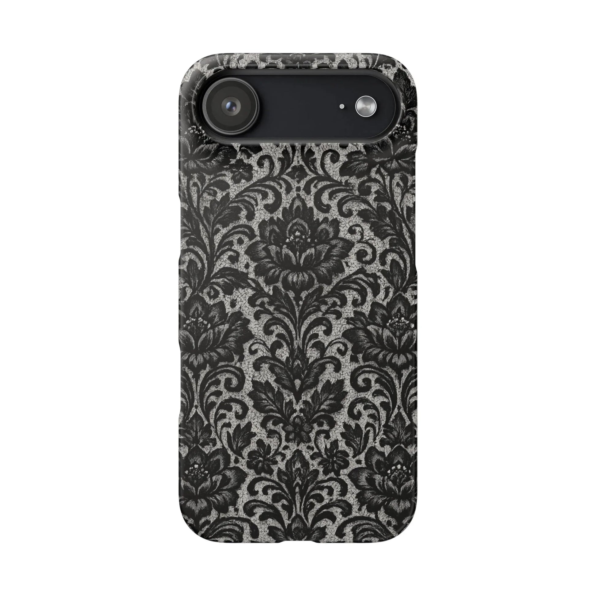 Black Damask Floral Phone Case for iPhone 11-17 and Galaxy S20-S25 - KARARMDESIGN