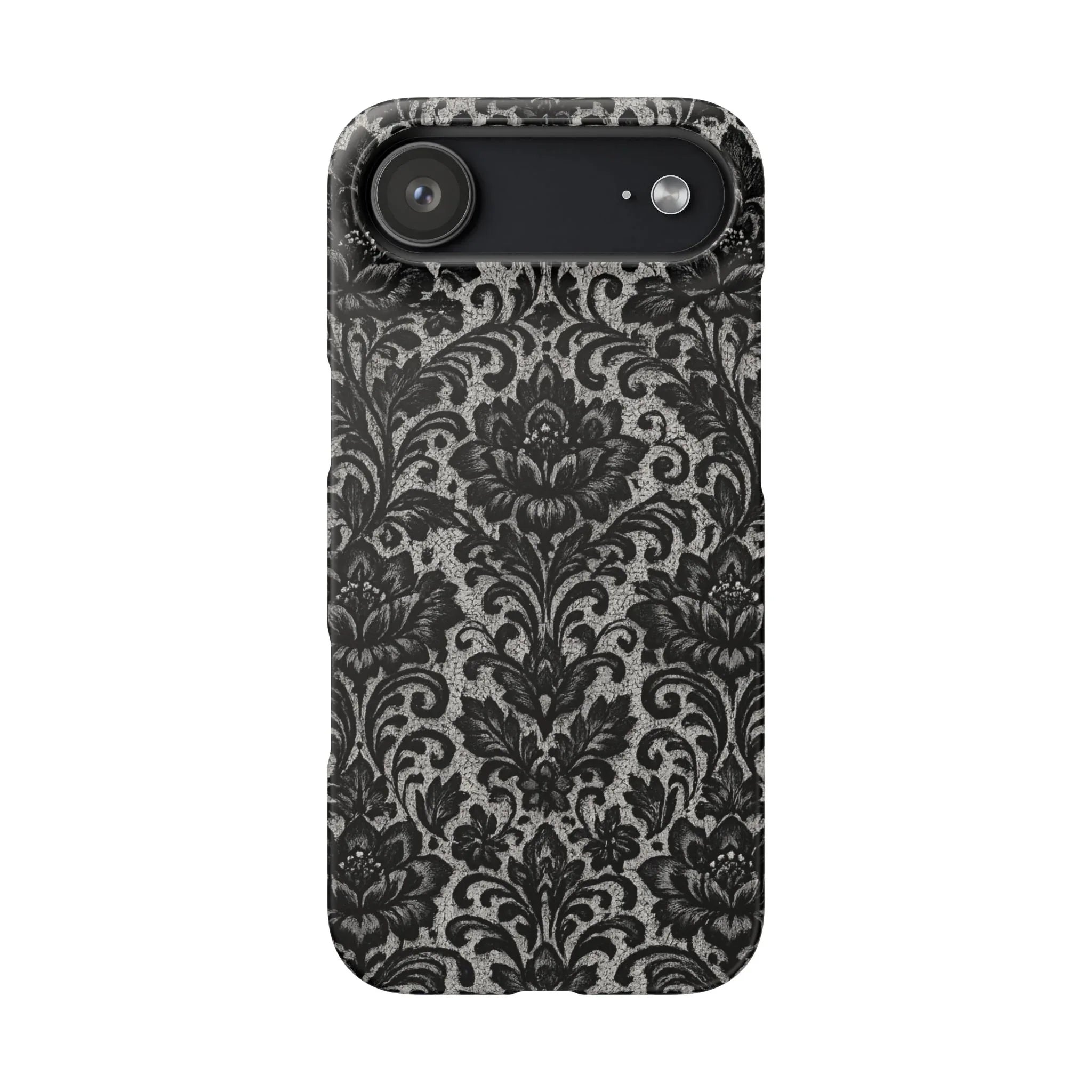 Black Damask Floral Phone Case for iPhone 11-17 and Galaxy S20-S25 - KARARMDESIGN