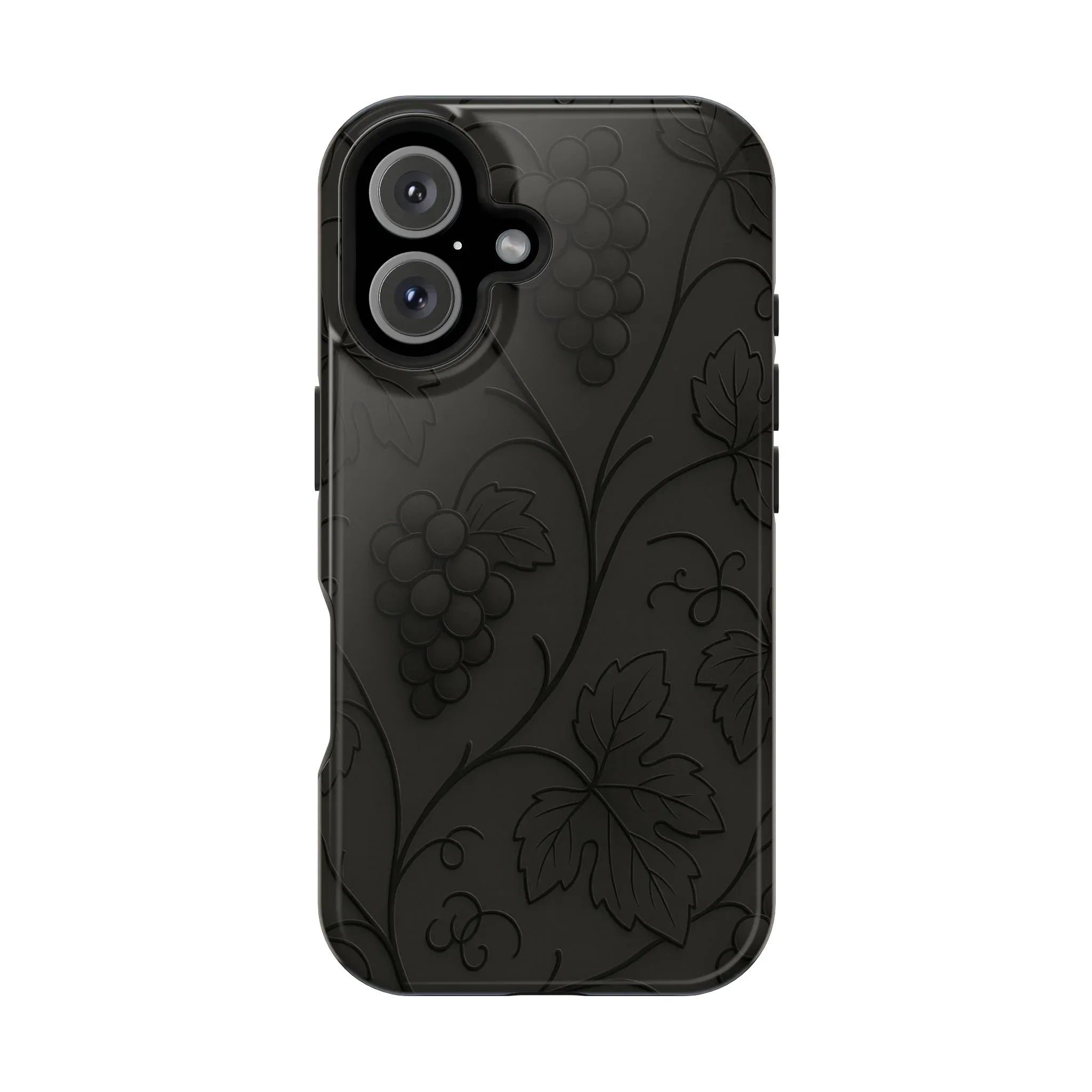 Elegant Embossed Grape Leaf Black Phone Case for iPhone and Galaxy - KARARMDESIGN