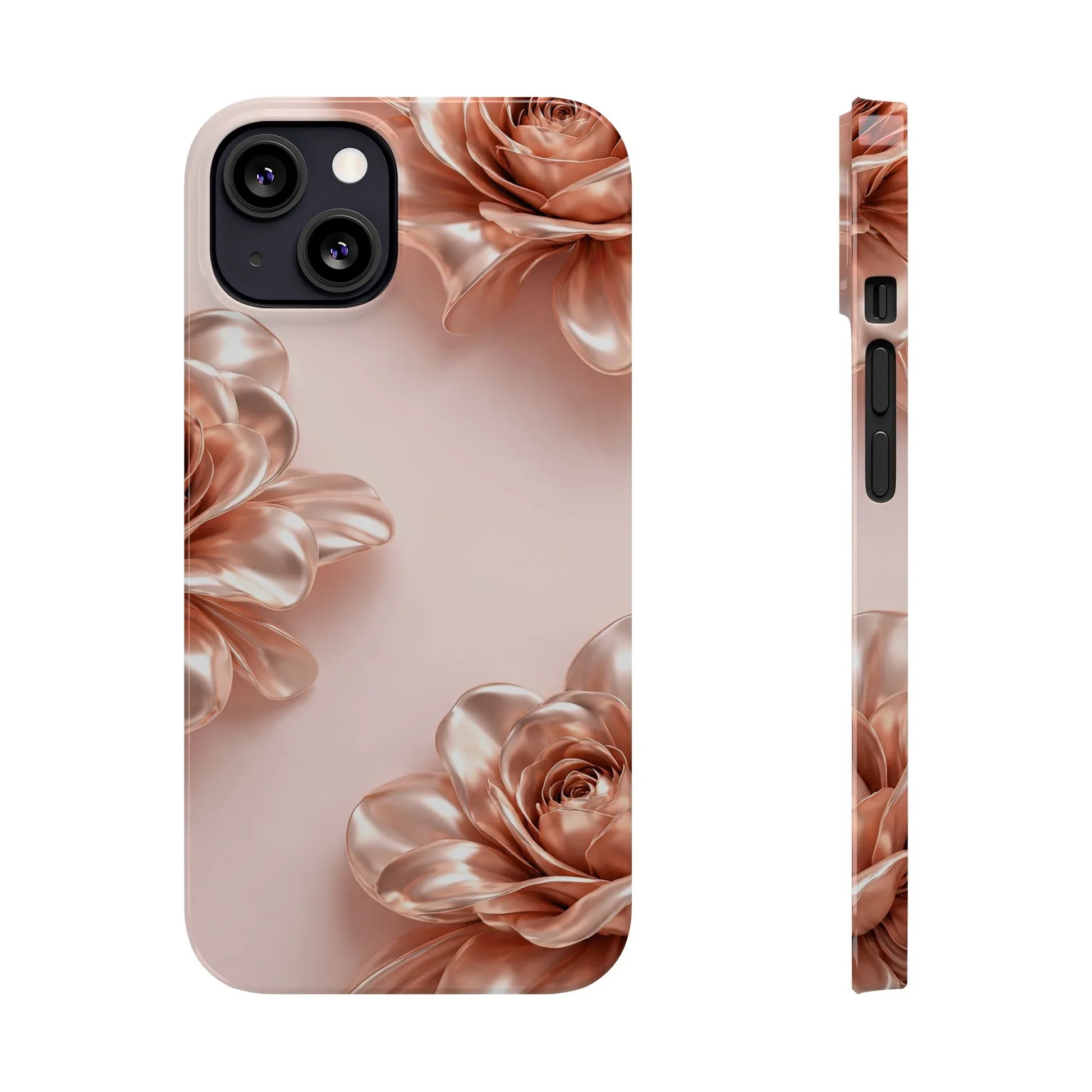 Blush Metallic Flower Case for iPhone 11-17 - KARARMDESIGN