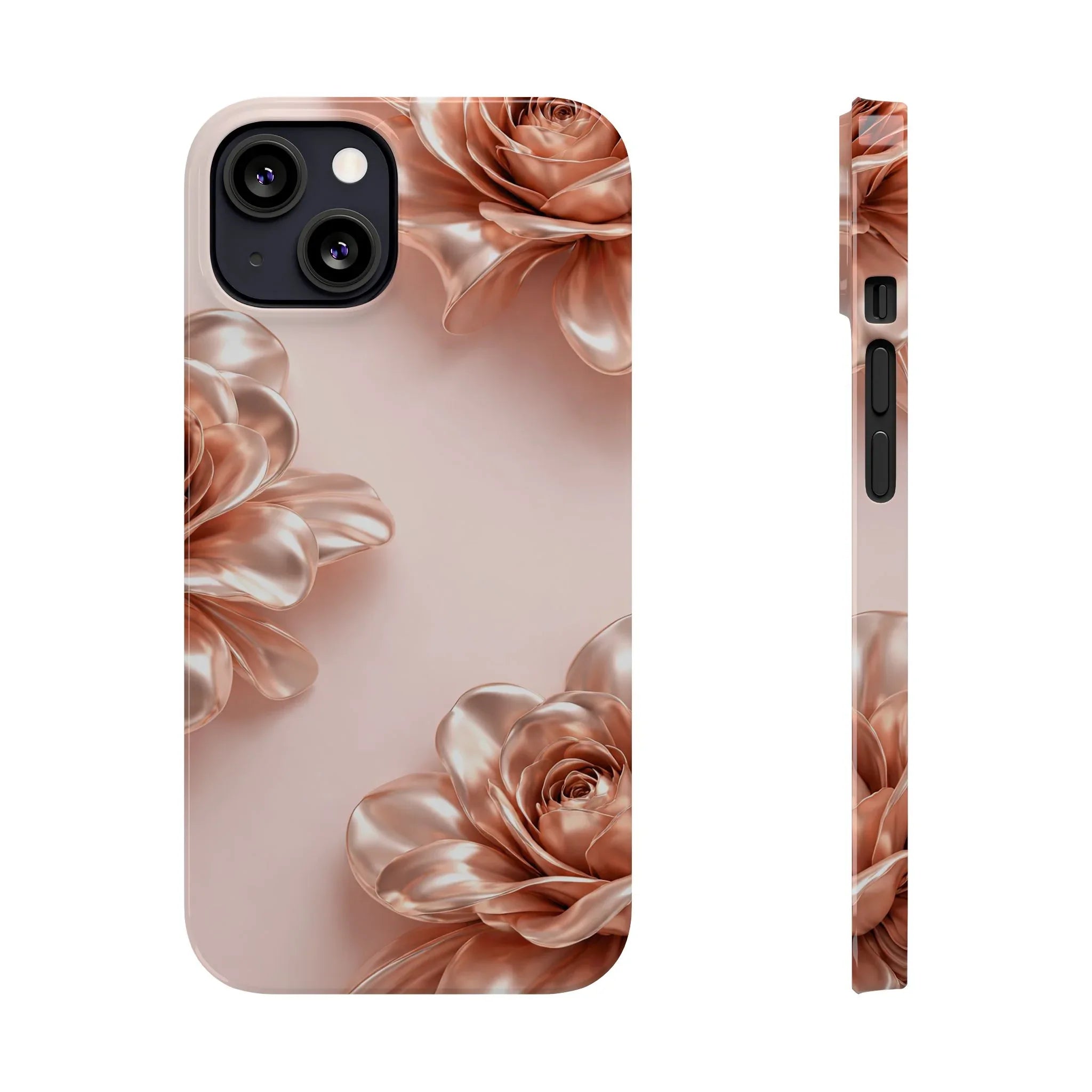 Blush Metallic Flower Case for iPhone 11-17 - KARARMDESIGN
