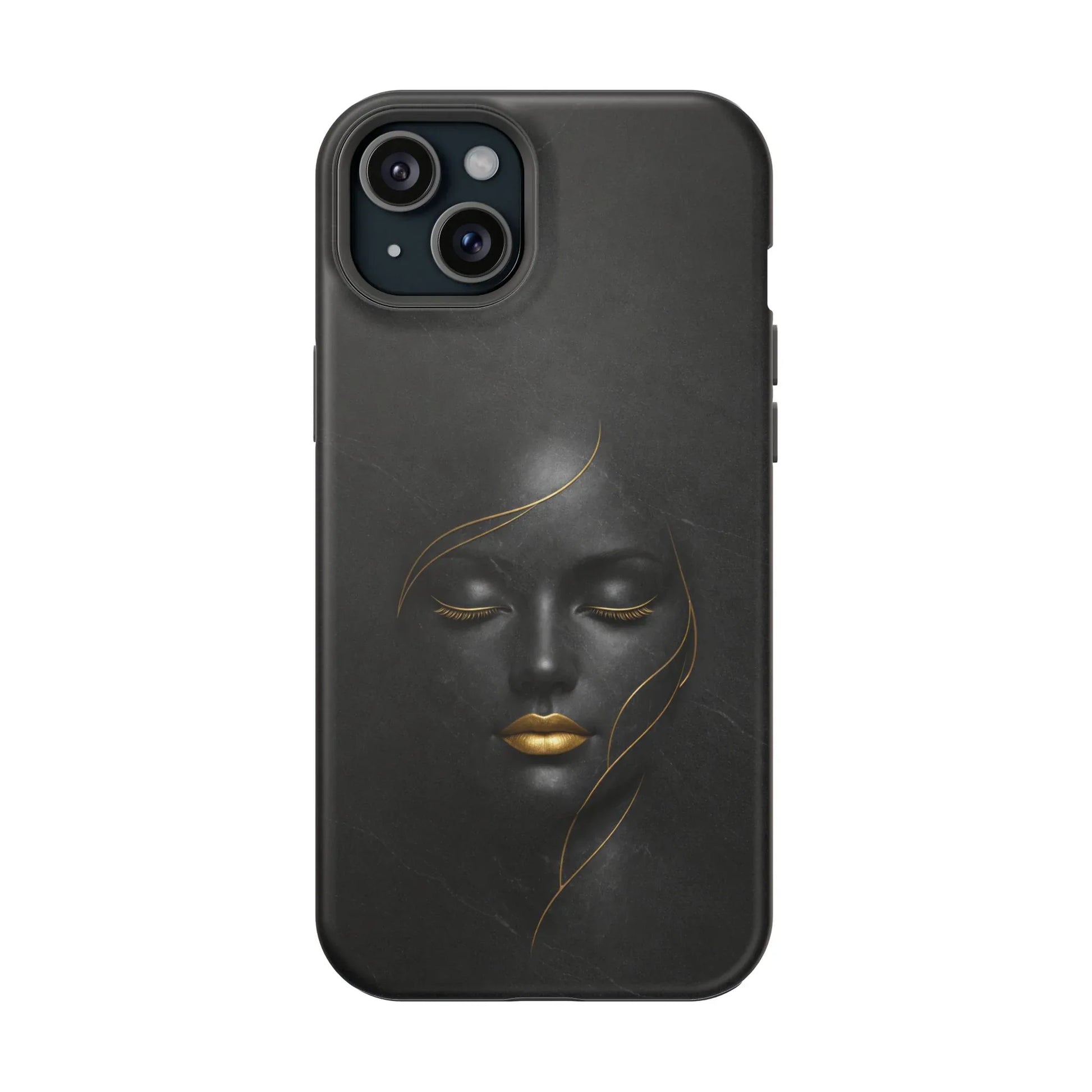 Black Gold Face Phone Case for iPhone 13-17 - KARARMDESIGN