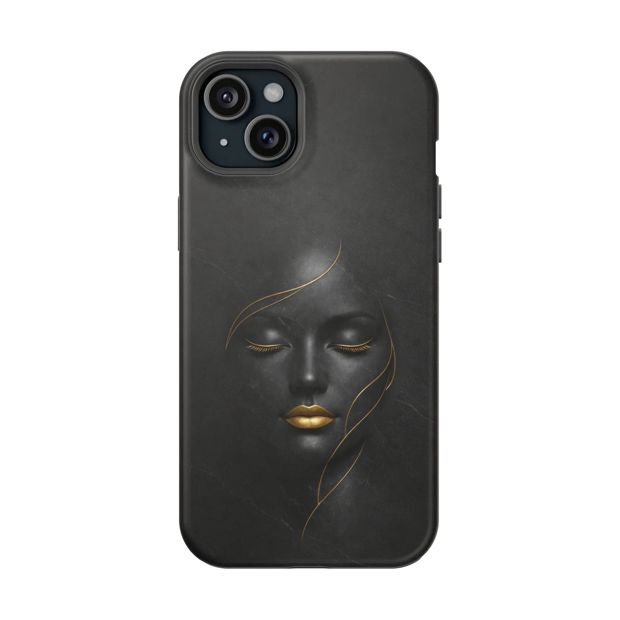 Black Gold Face Phone Case for iPhone 13-17 - KARARMDESIGN