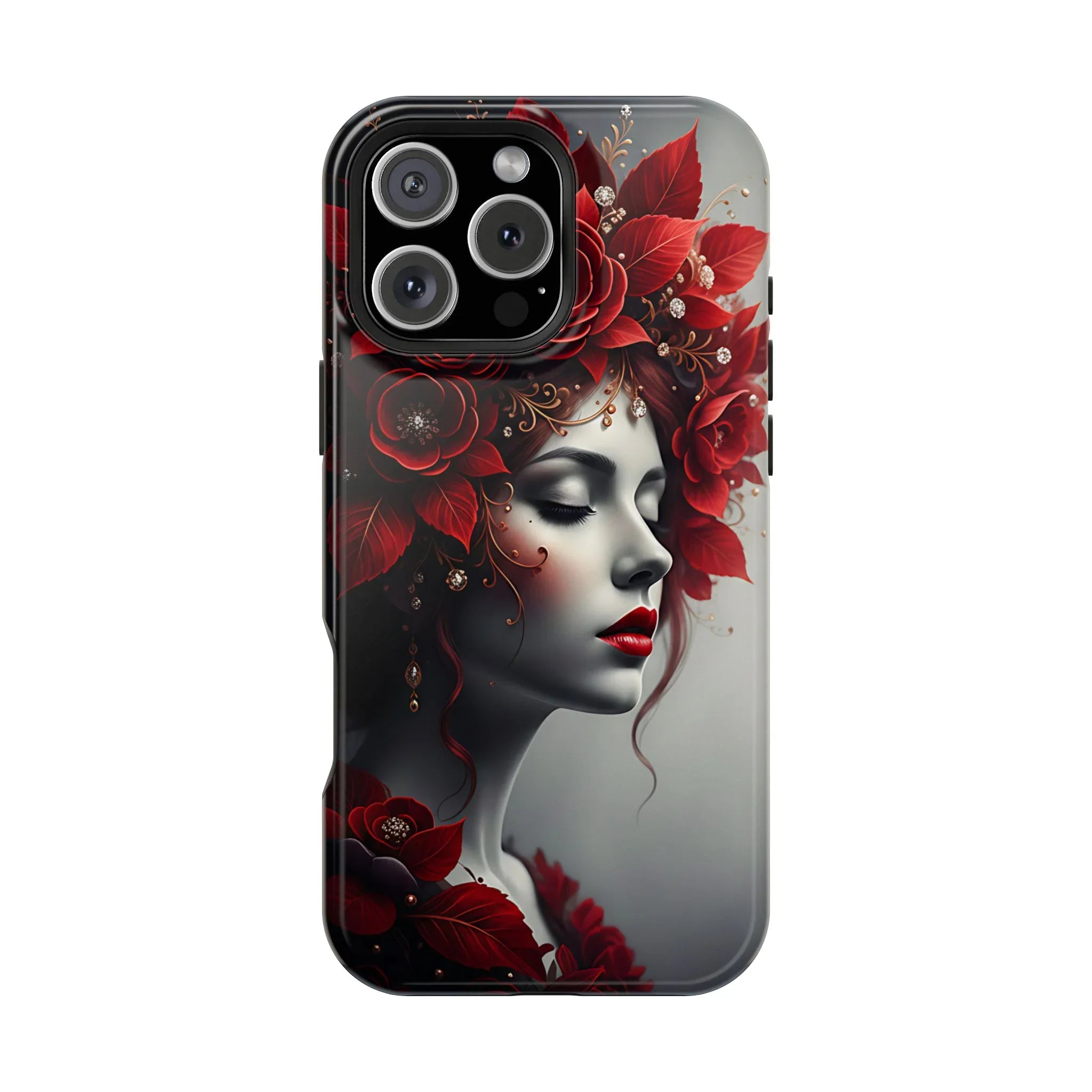 Scarlet Bloom Portrait Phone Case for iPhone 13-17 - KARARMDESIGN