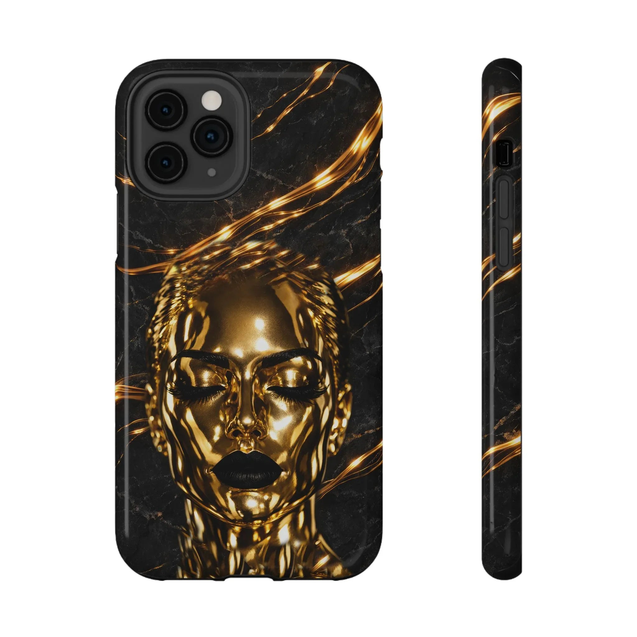 Luxury Gold Portrait Phone Case for iPhone 11-17 and Galaxy S21-S25 - KARARMDESIGN