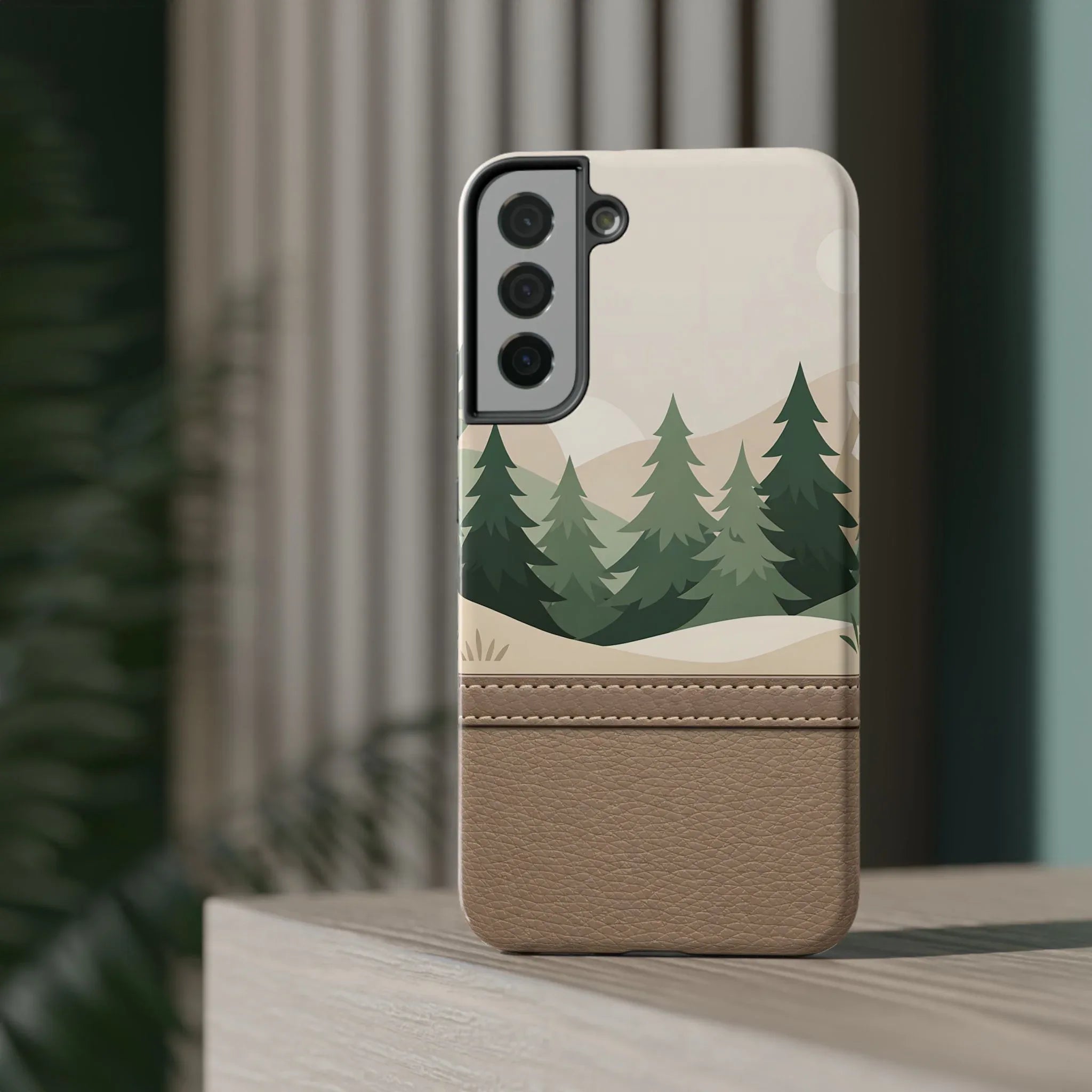 Forest Leather Phone Case for iPhone 11-17 and Galaxy S21-S25 - KARARMDESIGN