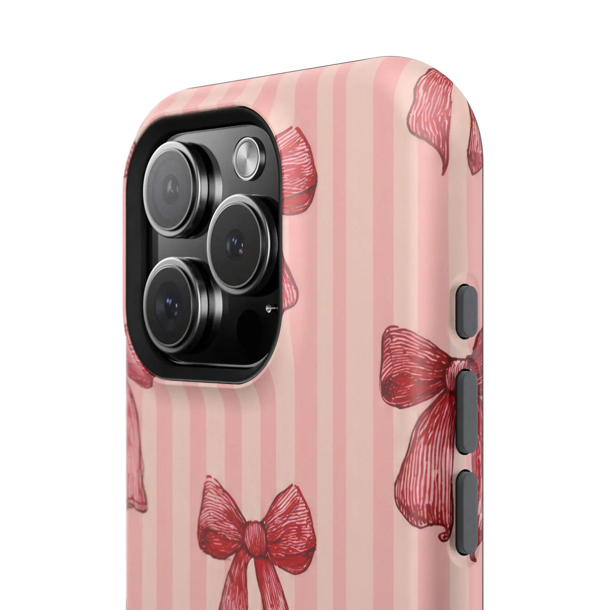 Red Bow Stripe Phone Case for iPhone 11-17 & Galaxy S21-S22 - KARARMDESIGN