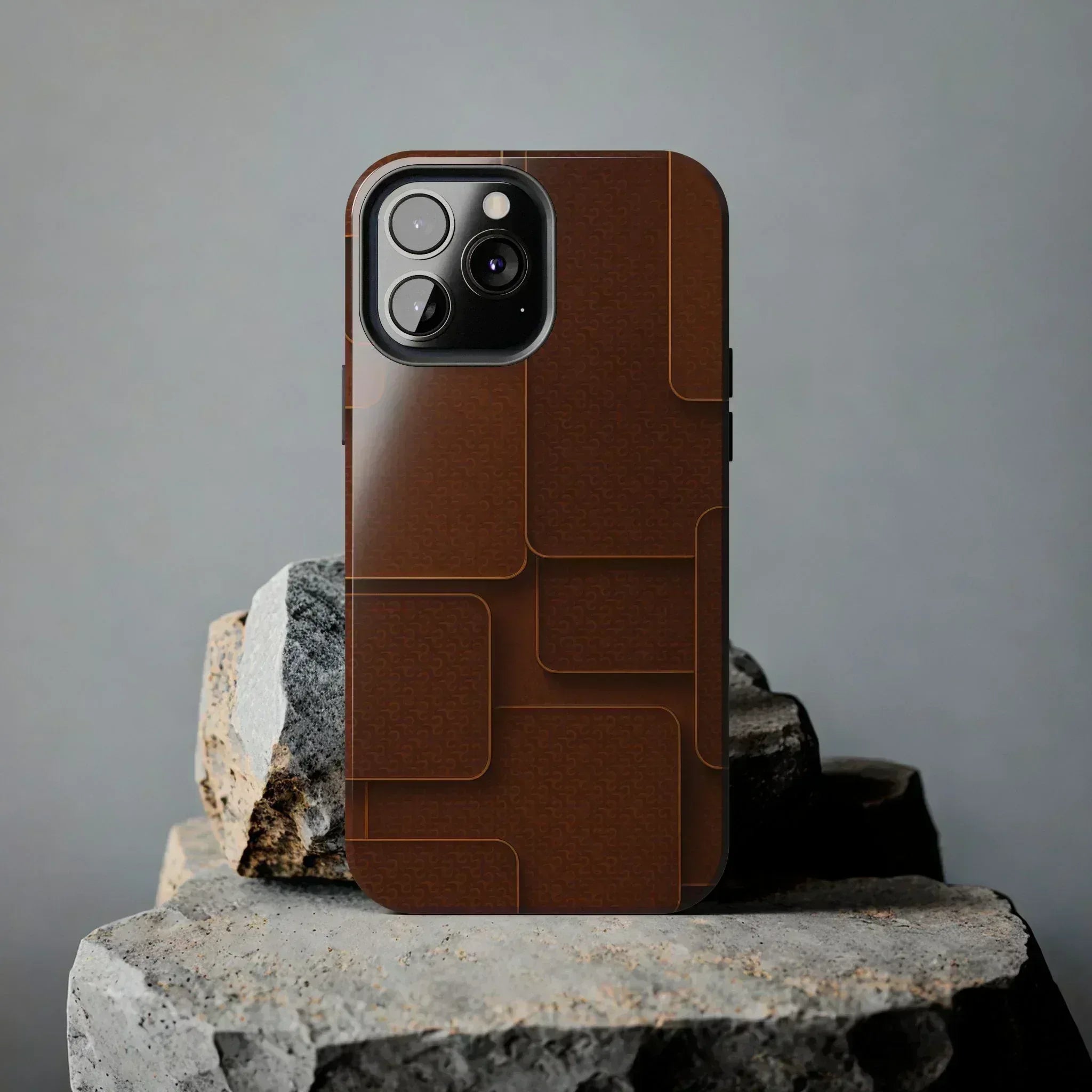 Textured Brown Phone Case for iPhone 7-16 and Samsung Galaxy S21-S24 - KARARMDESIGN