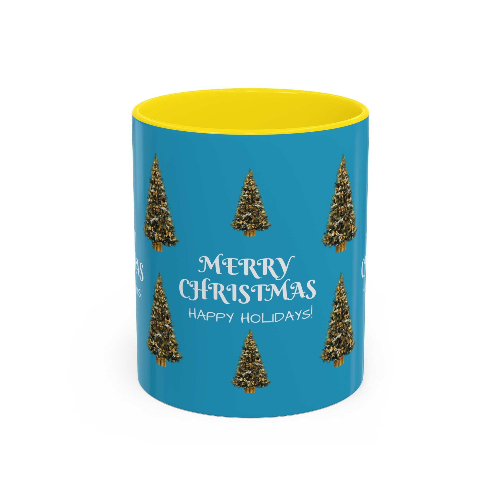 Merry Christmas and Happy Holidays Mug - Accent Coffee Mug (11, 15oz)