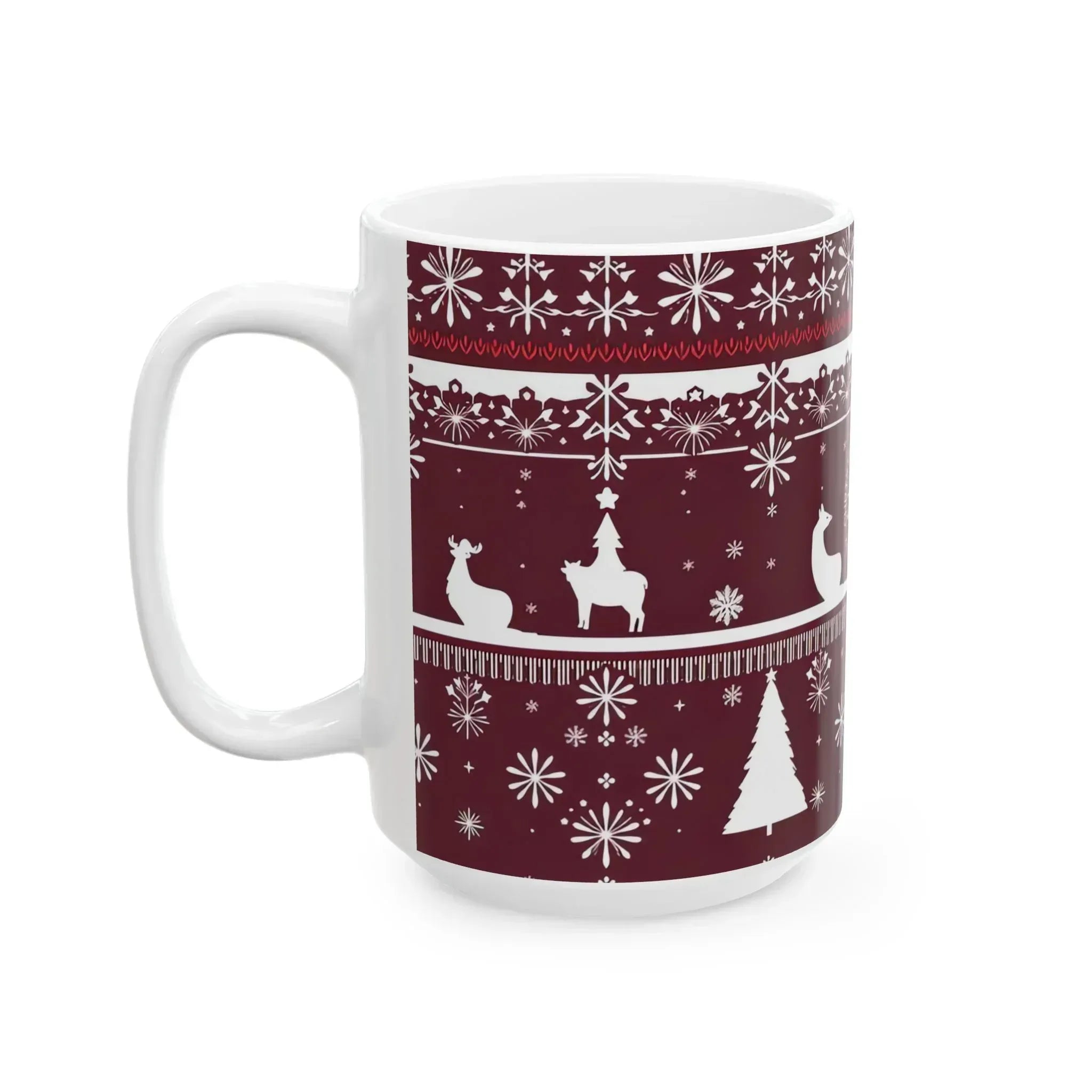 Festive Maroon Mug - Ceramic Mug, (11oz, 15oz) - KARARMDESIGN
