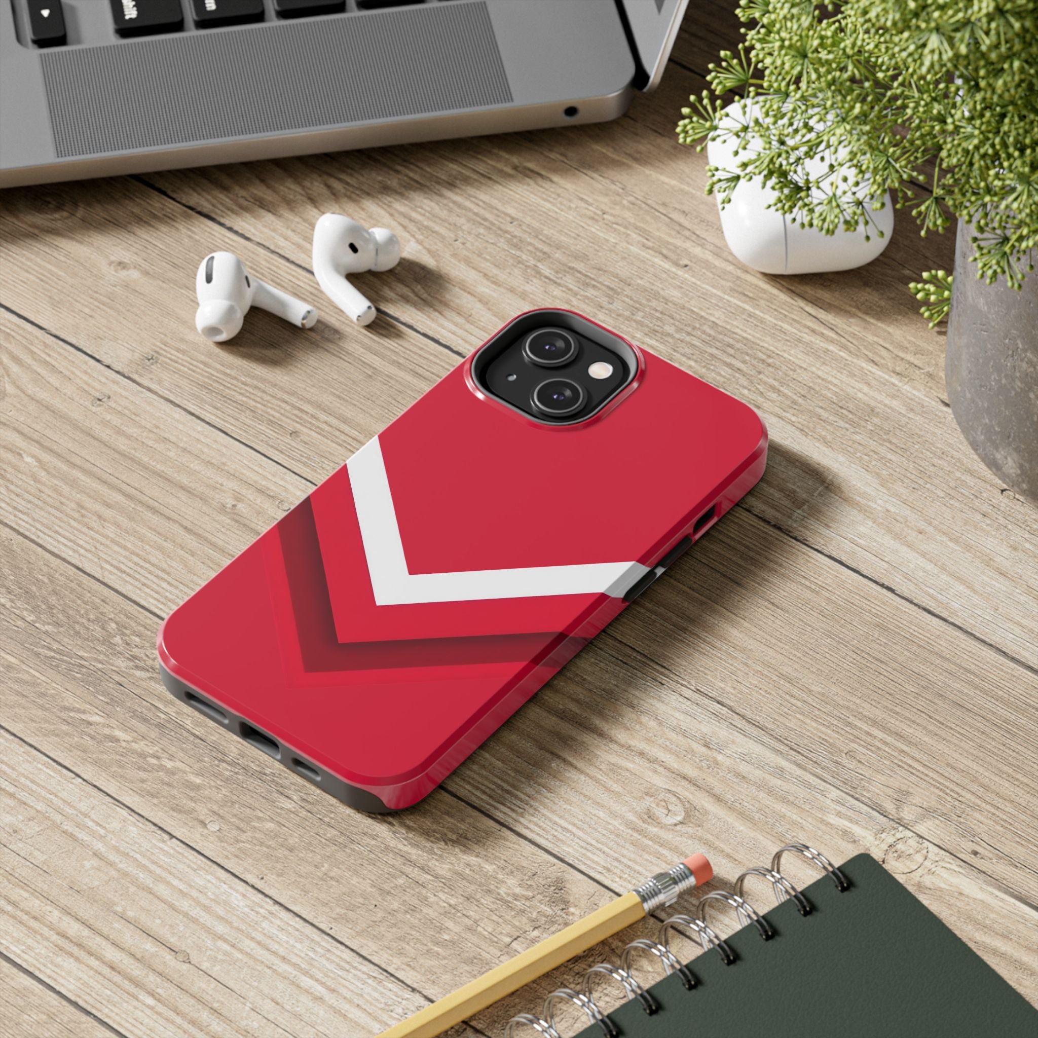 Red Chevron Armor Phone Case for iPhone 11–16 & Galaxy S21–S24