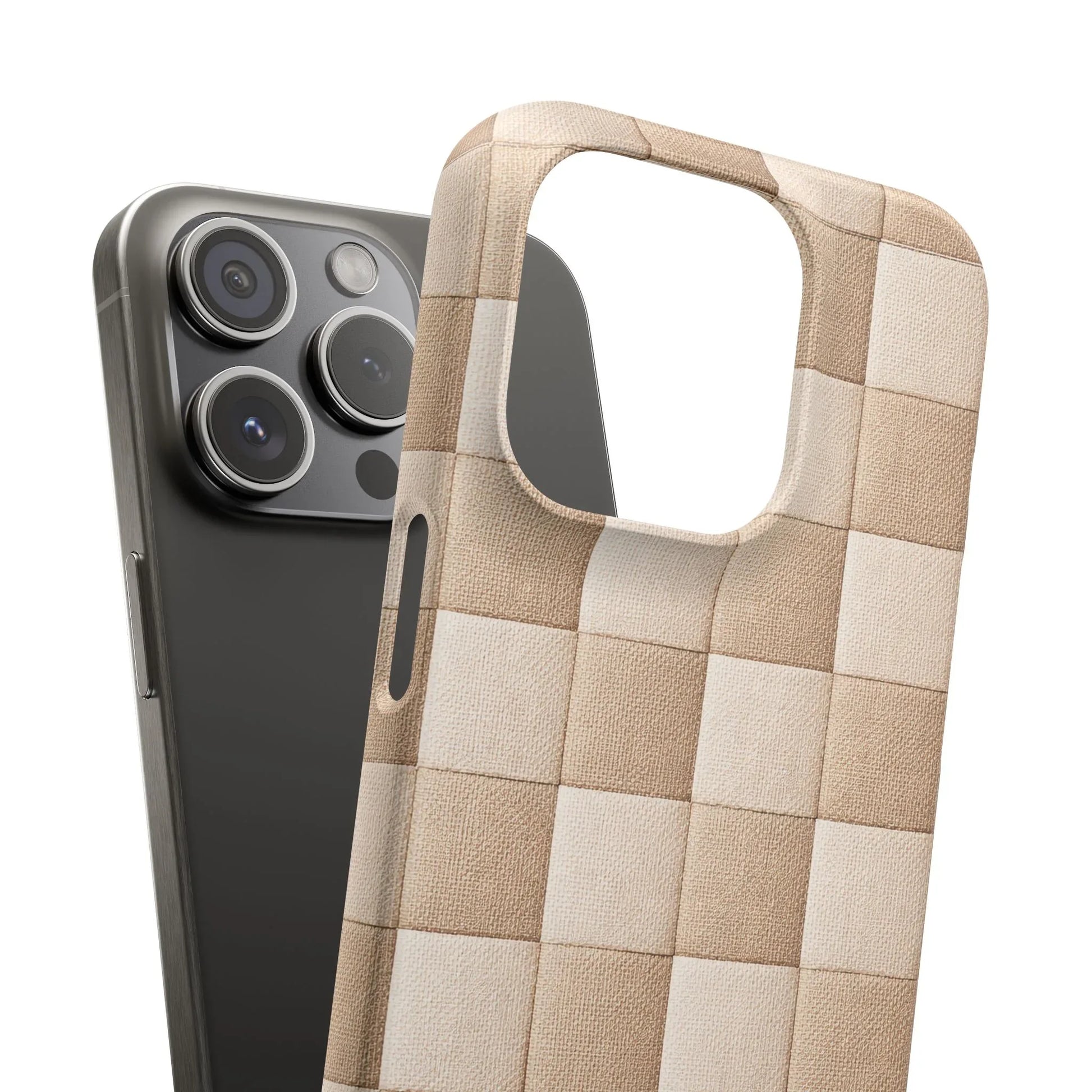 Beige Woven Phone Case for iPhone 11-17 and Galaxy S20-S25 - KARARMDESIGN