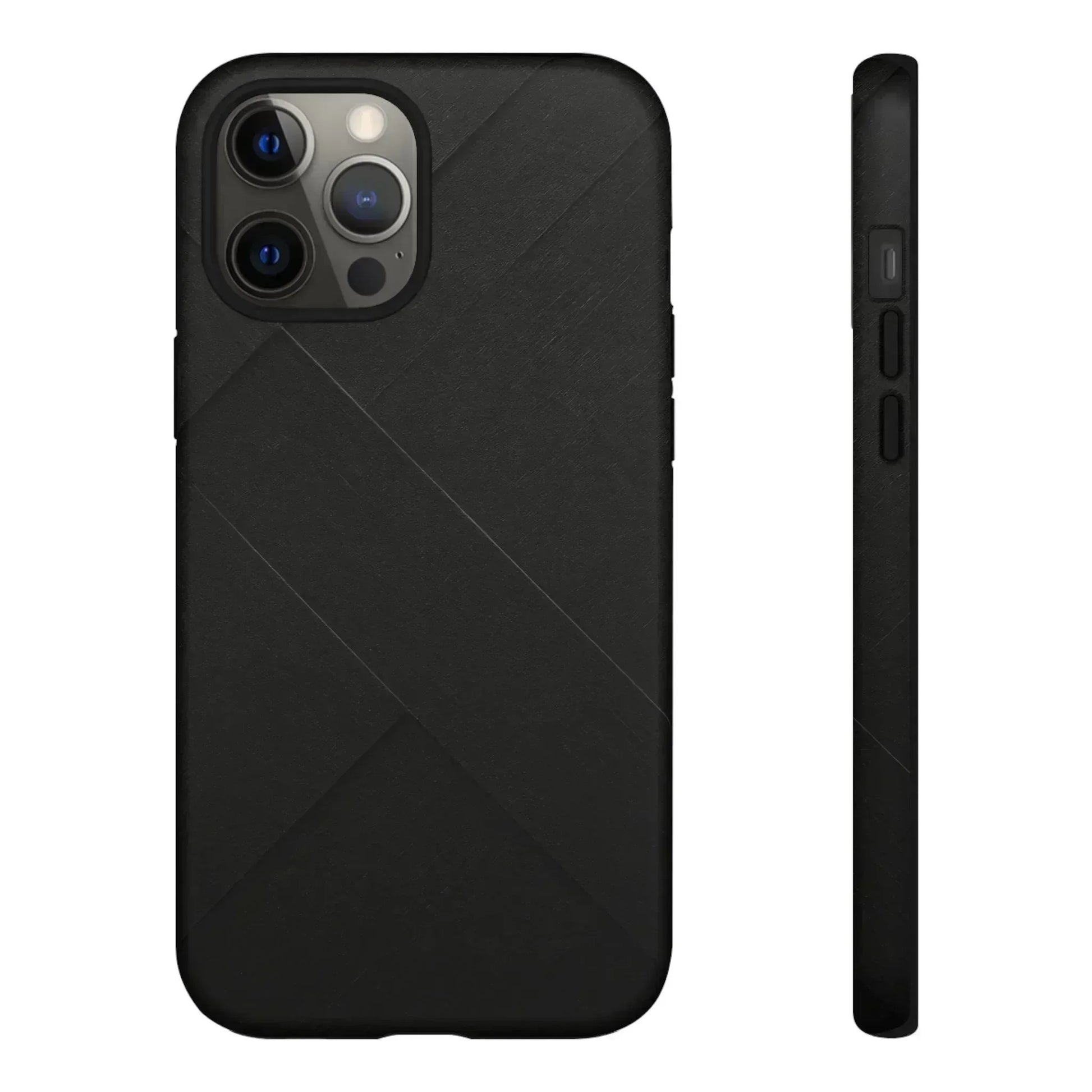 Matte Black Diagonal Line Phone Case for iPhone 8-16 and Galaxy S10-S25 - KARARMDESIGN
