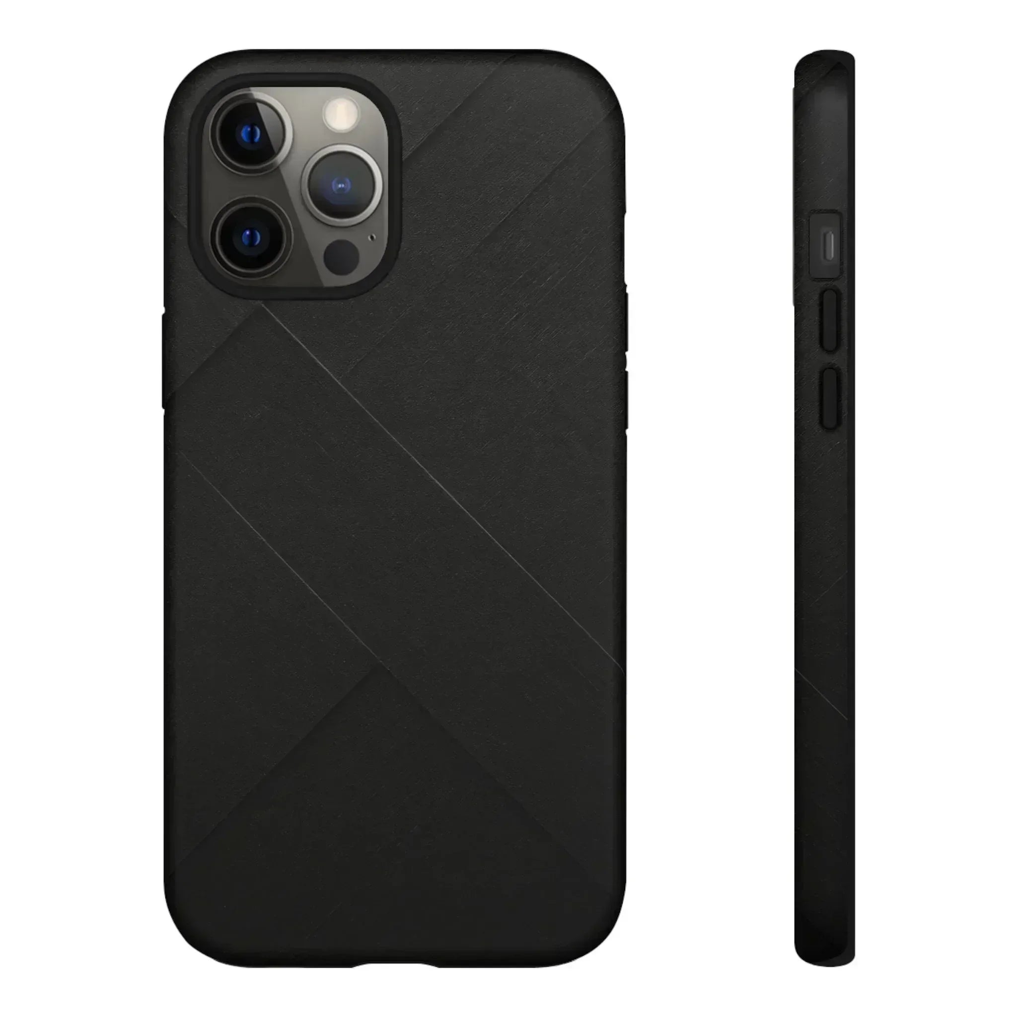 Matte Black Diagonal Line Phone Case for iPhone 8-16 and Galaxy S10-S25 - KARARMDESIGN