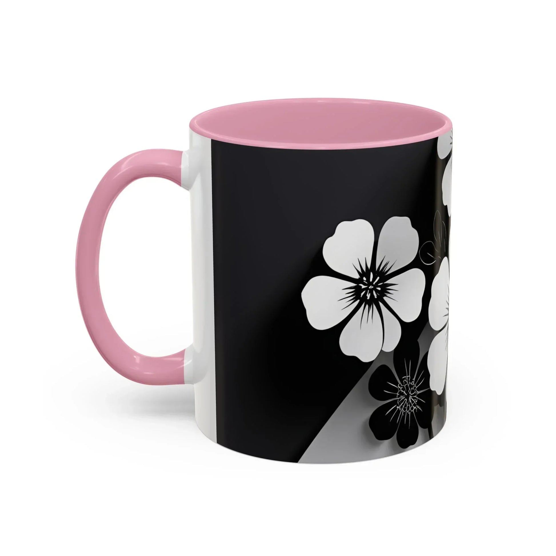 Floral Black & White Monochrome Ceramic Mug – 11oz & 15oz - KarArmDesign
