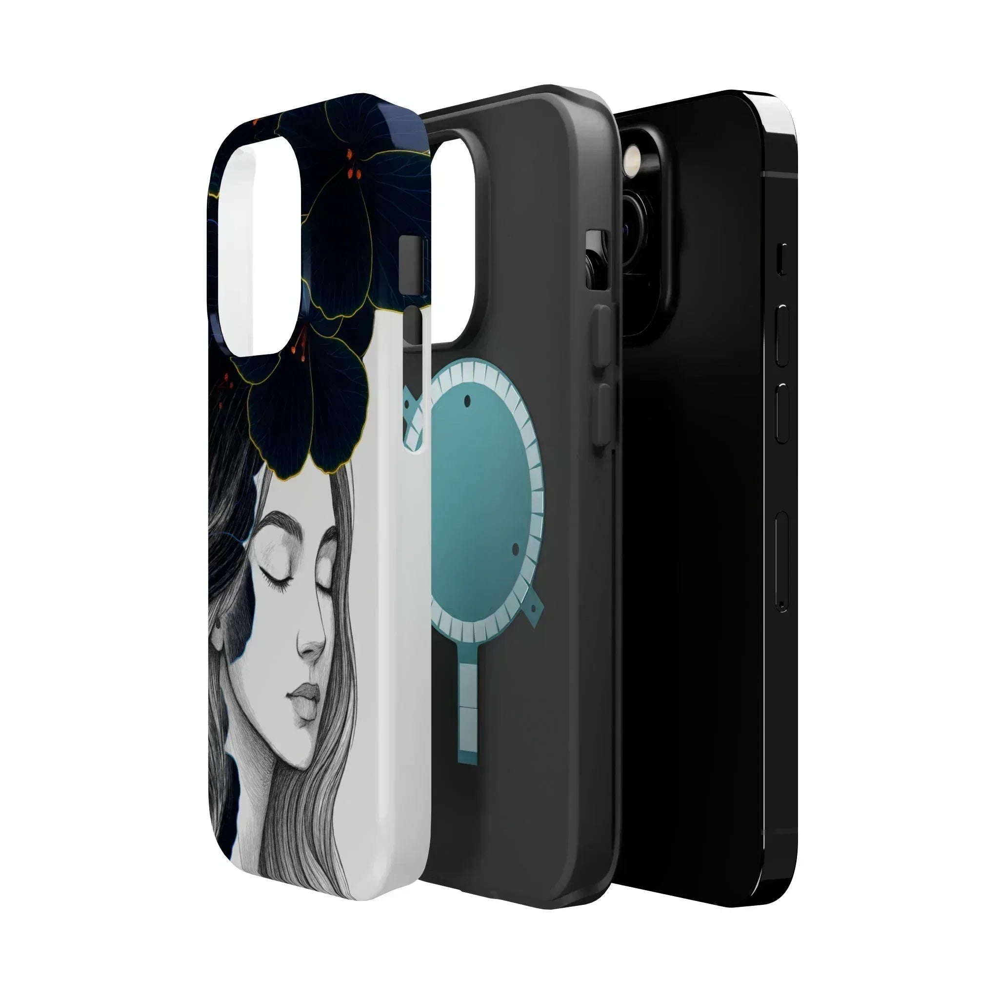 Dark Floral Elegance Phone Case for iPhone 13-16 - KARARMDESIGN