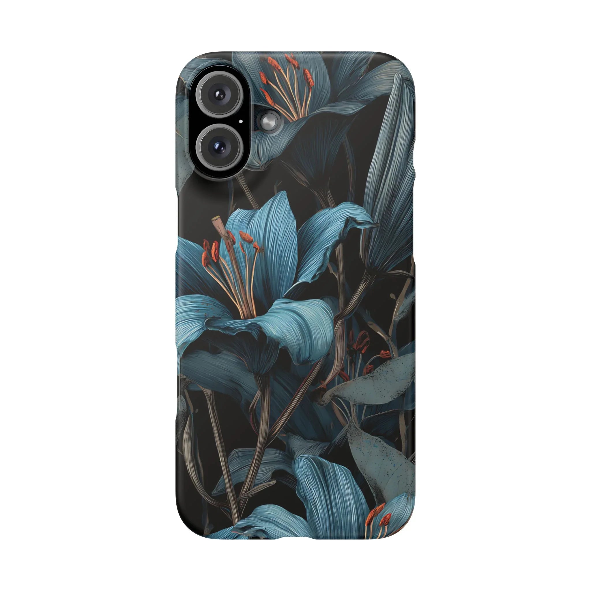 Blue Lily Floral Phone Case for iPhone 11-17 and Galaxy S20-S25 - KARARMDESIGN