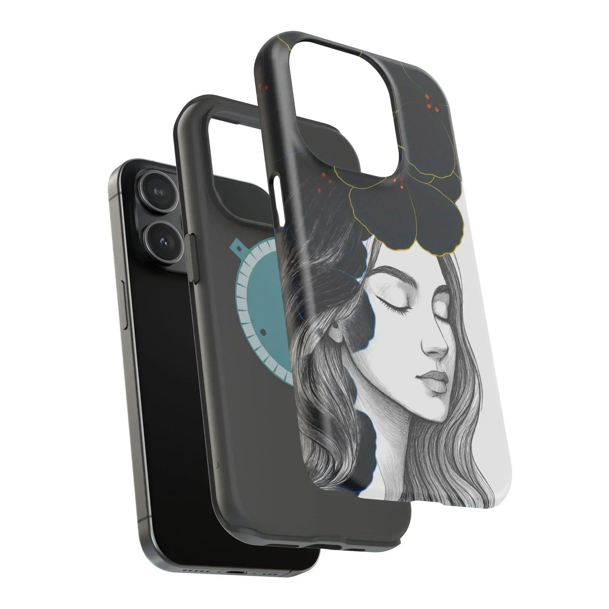 Dark Floral Elegance Phone Case for iPhone 13-16 Models - KarArmDesign