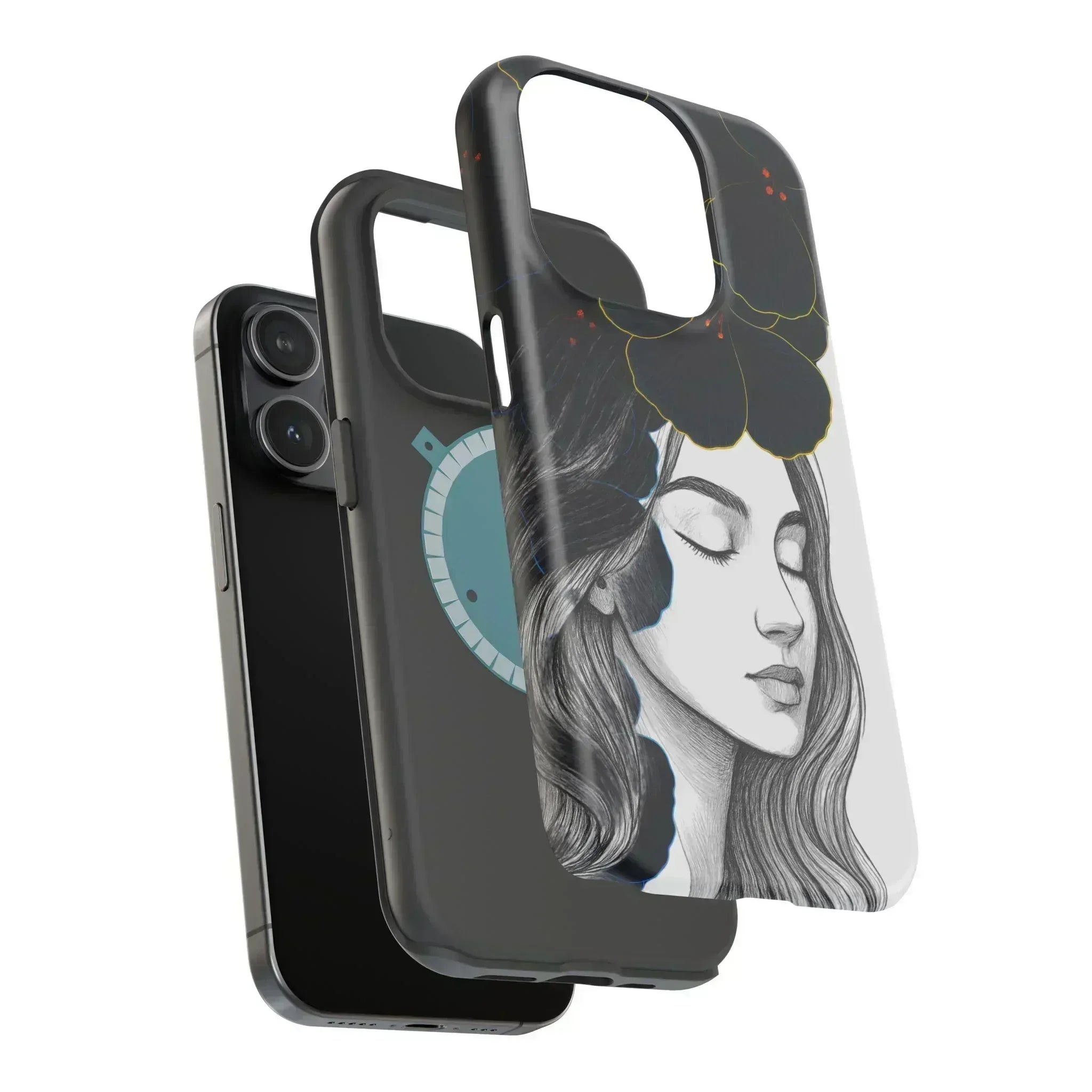 Dark Floral Elegance Phone Case for iPhone 13-16 - KARARMDESIGN