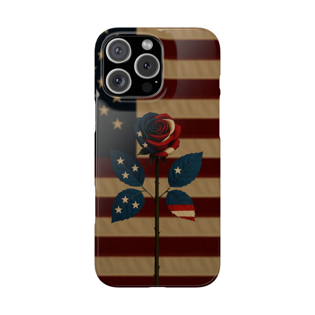 American Rose Flag Phone Case for iPhone 8-17 and Galaxy S20-S26