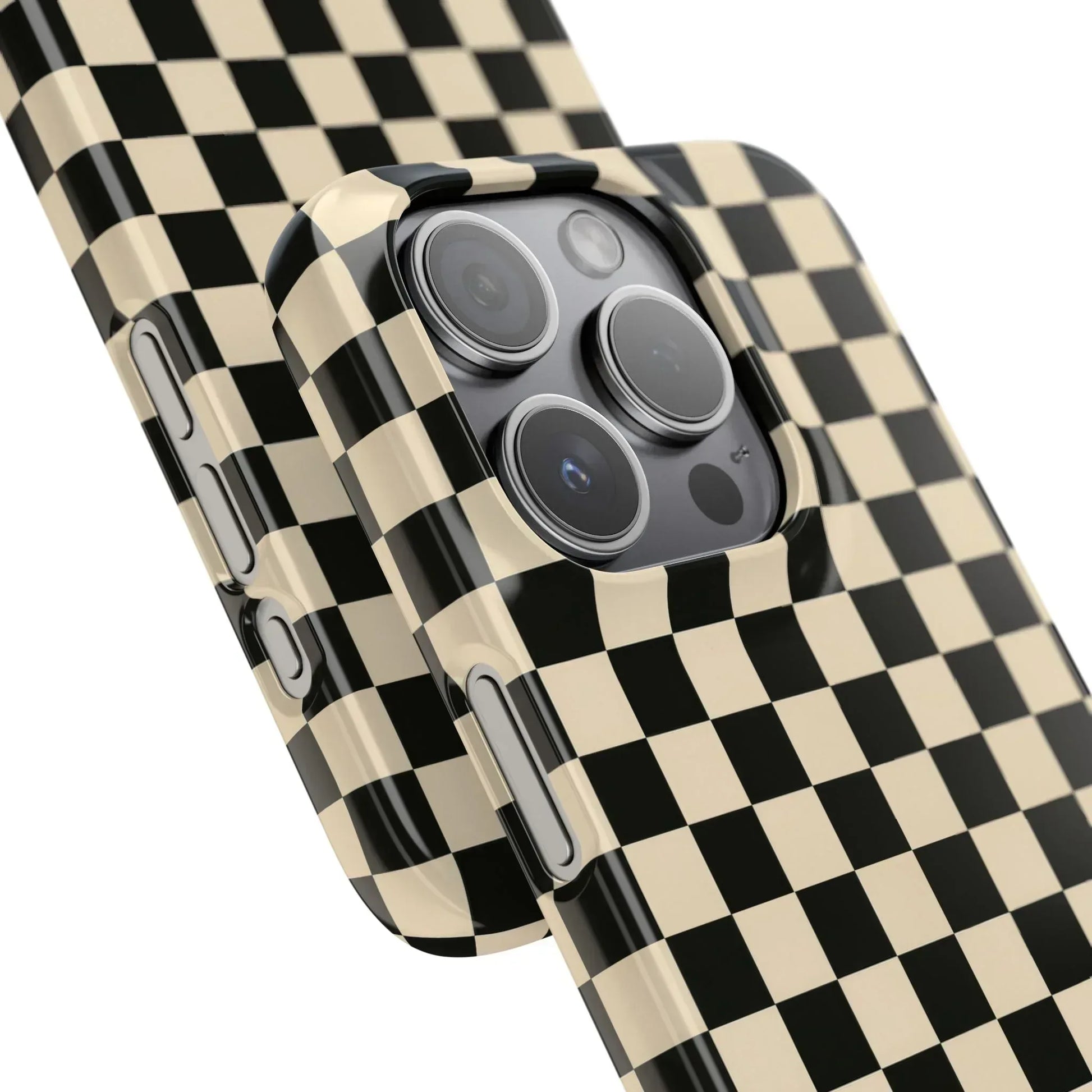 Stylish Matte Checker Phone Case for iPhone 11-17 and Galaxy S20-S25 - KARARMDESIGN