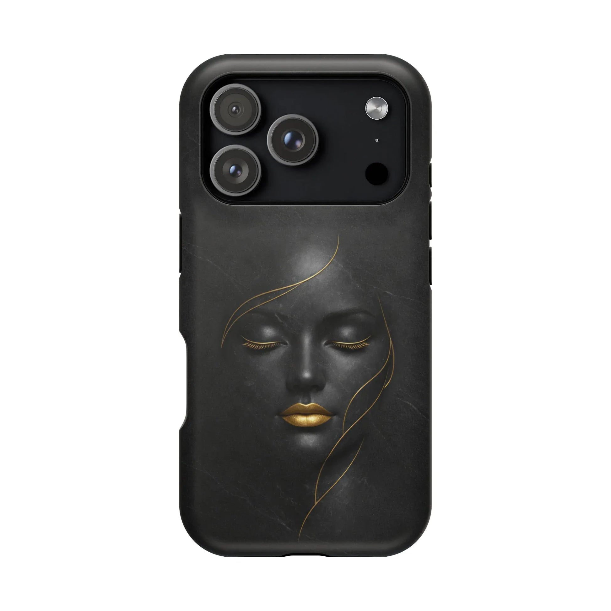 Black Gold Face Phone Case for iPhone 13-17 - KARARMDESIGN