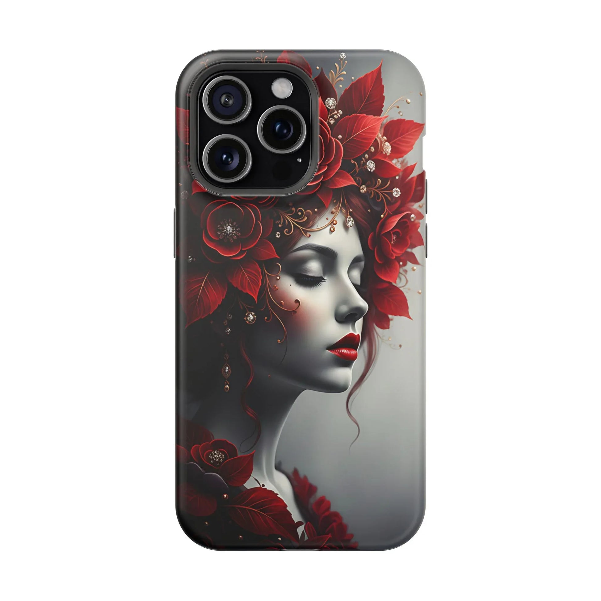 Scarlet Bloom Portrait Phone Case for iPhone 13-17 - KARARMDESIGN