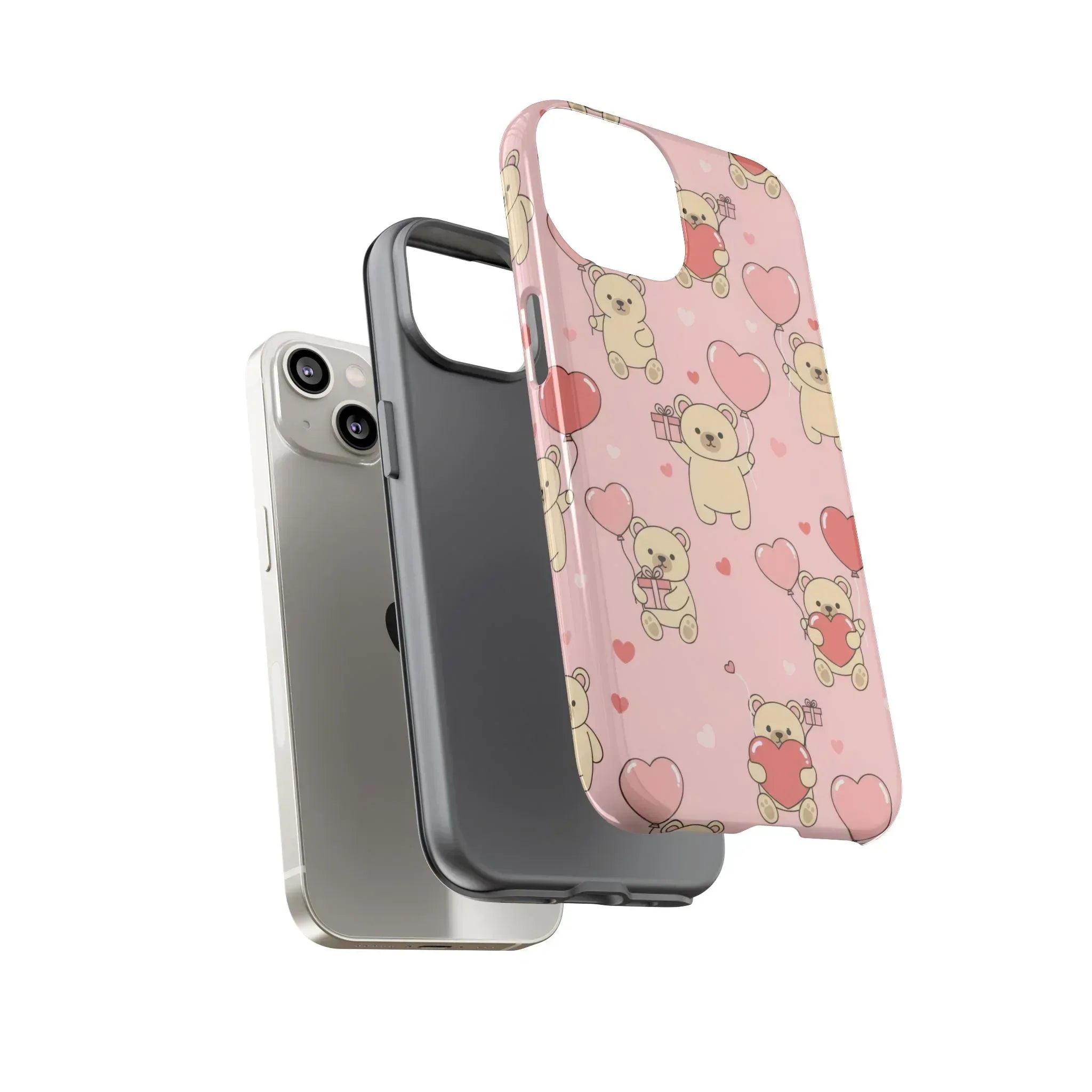 Teddy's Valentine Parade Phone Case for iPhone 11-17 and Galaxy S21-S25 - KARARMDESIGN