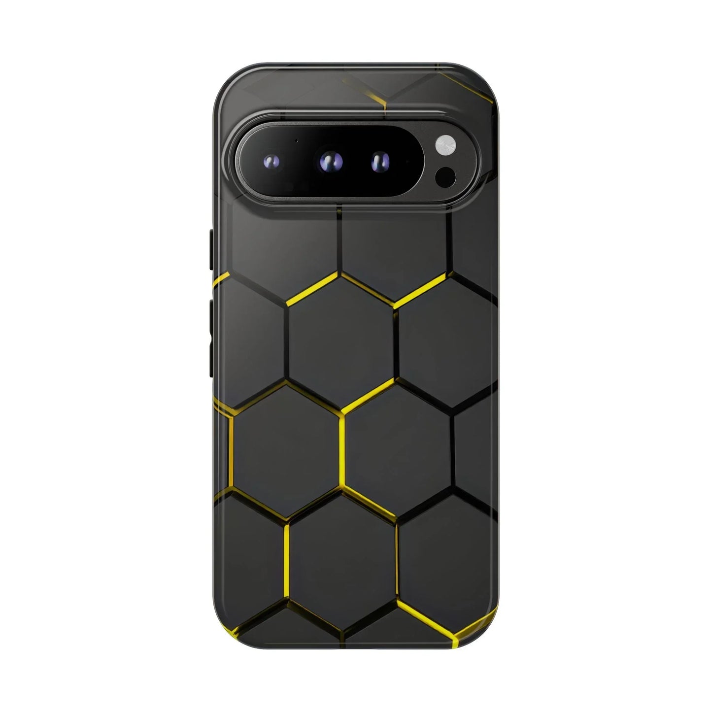 Black and Yellow Hexagon Geometric Tough Phone Case for Galaxy and Pixel - KarArmDesign