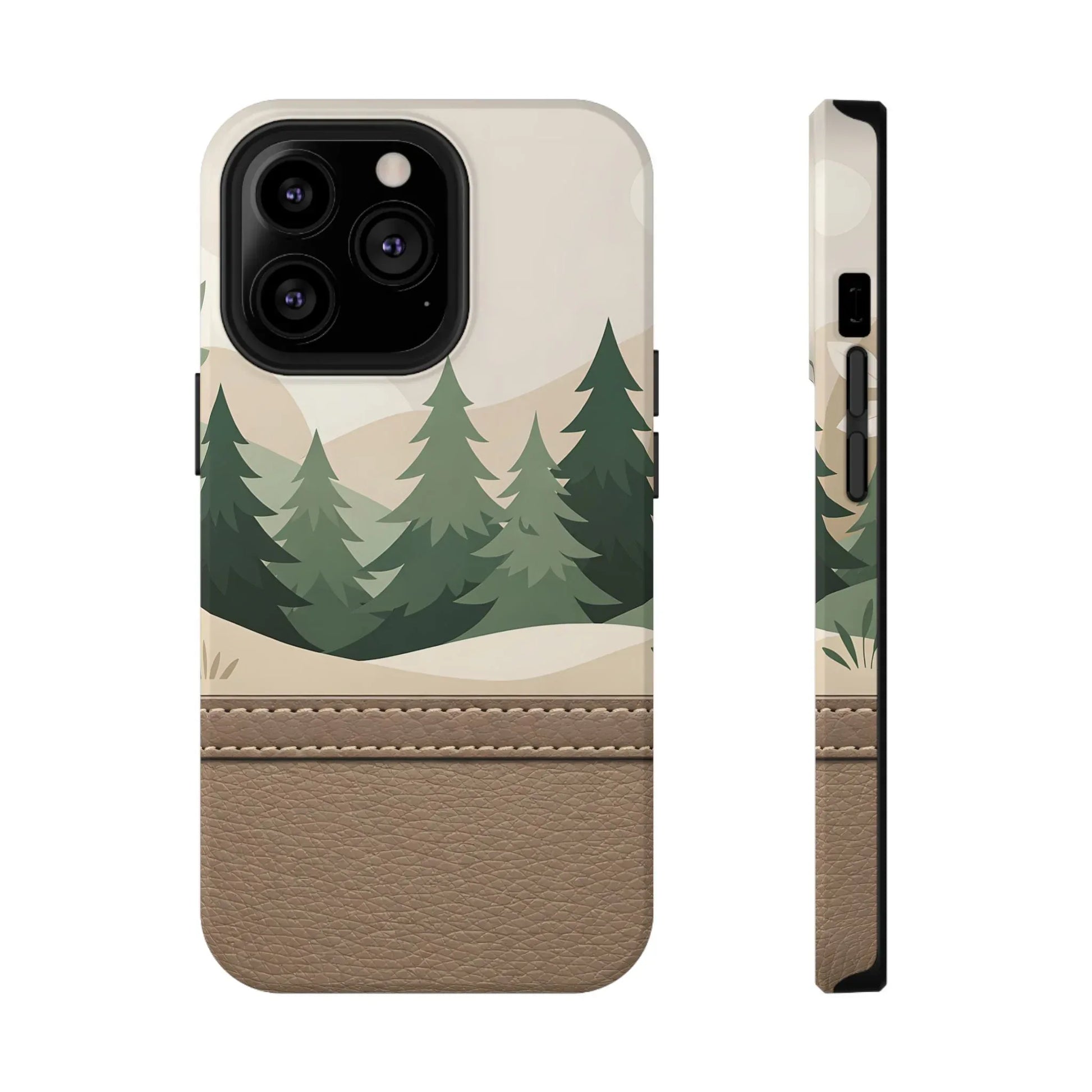 Forest Leather Phone Case for iPhone 11-17 and Galaxy S21-S25 - KARARMDESIGN