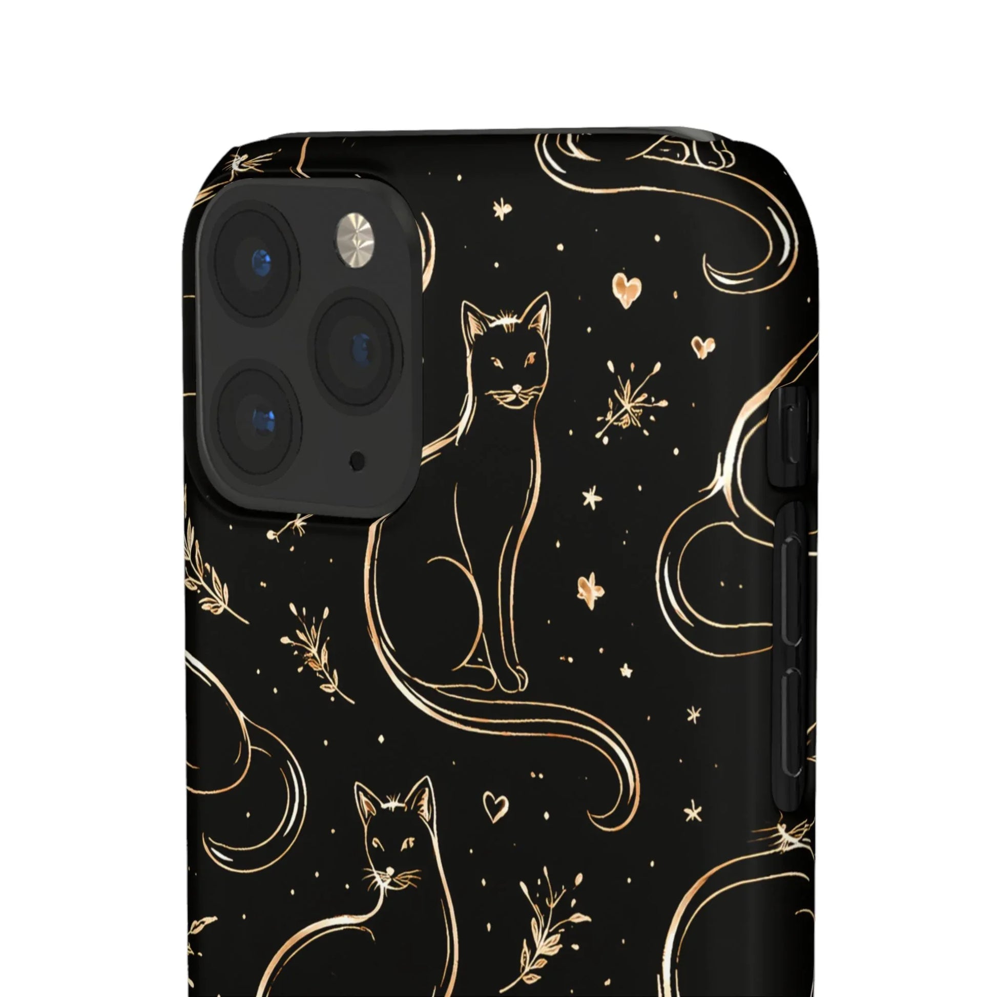 Golden Cat Pattern Phone Case for iPhone 11–17 & Galaxy S21–S25 - KARARMDESIGN
