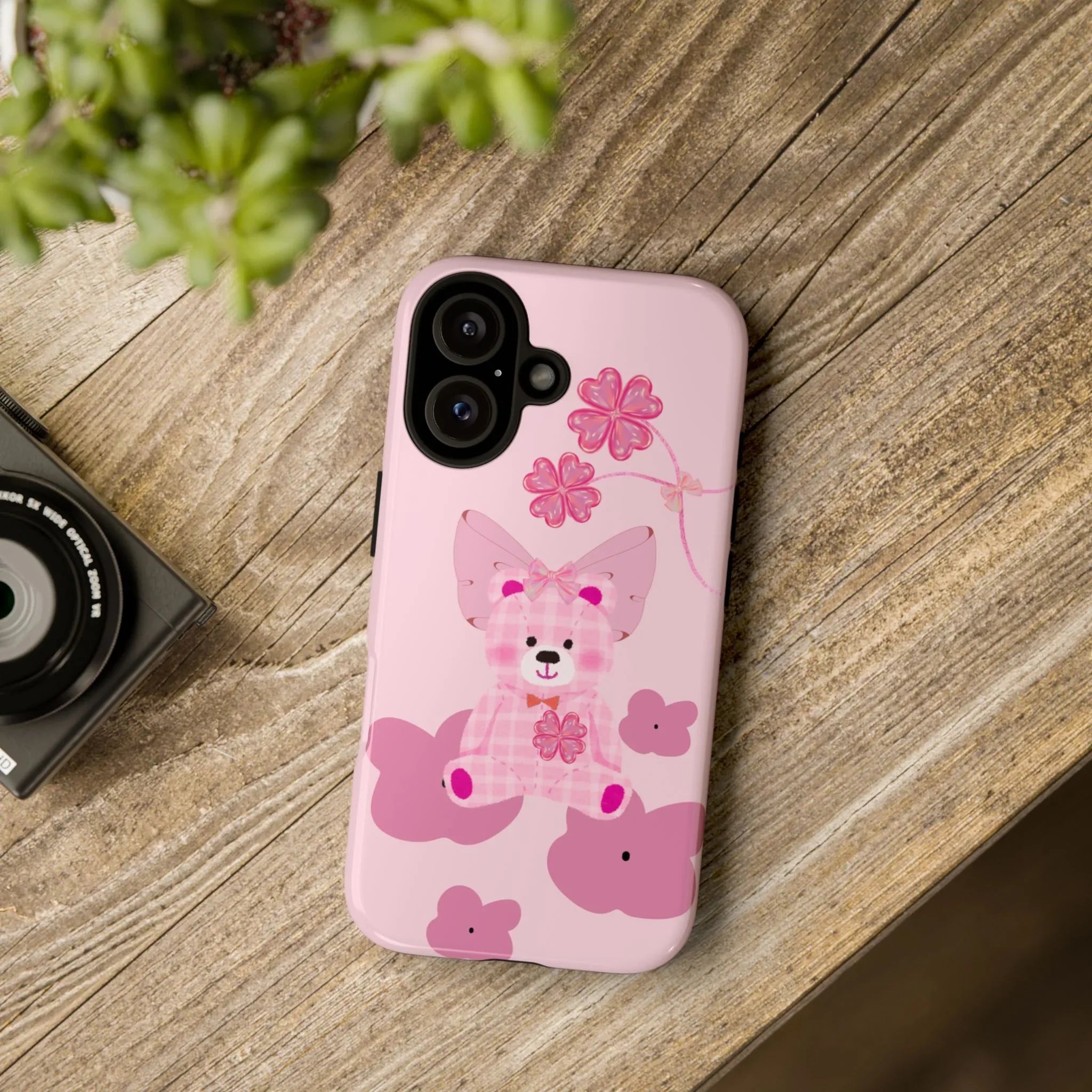 Pink Teddy Bear Phone Cases for iPhone, Pixel and Galaxy - KARARMDESIGN