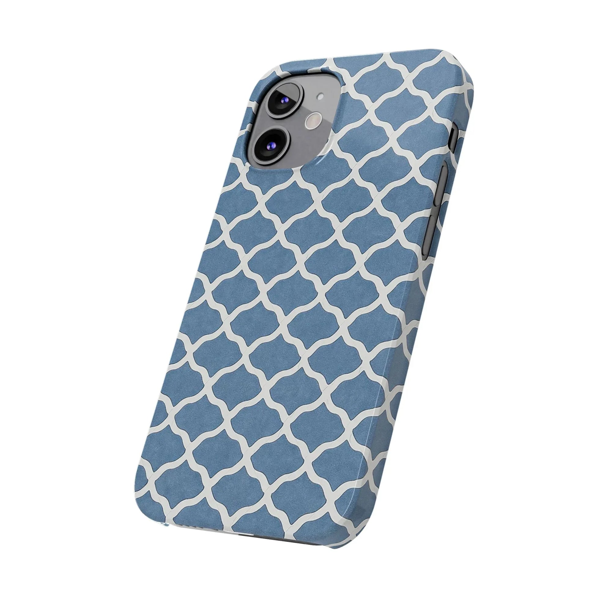 Azure Lattice Pattern Phone Case Slim Phone Cases for iPhone 11-17 - KARARMDESIGN