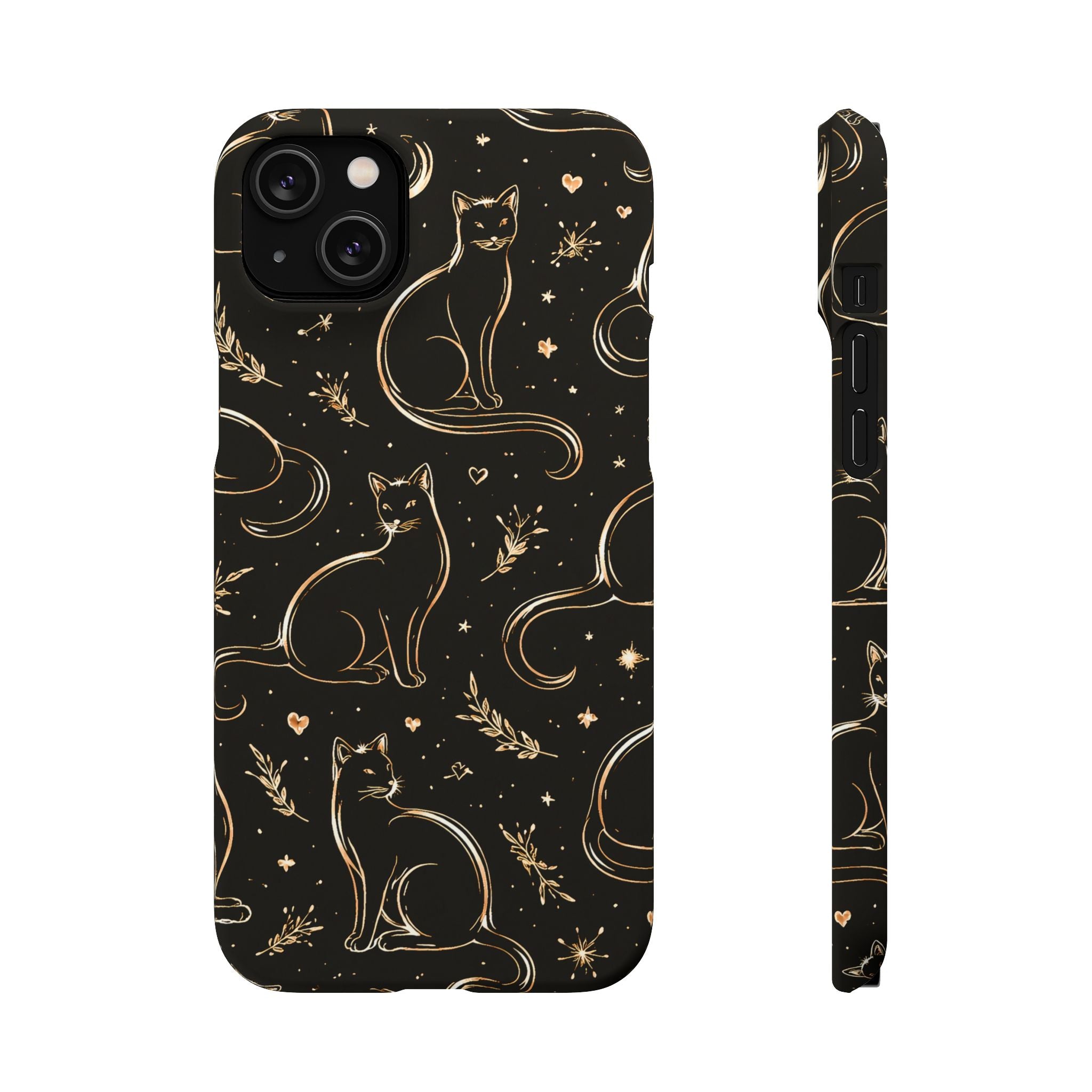 Golden Cat Pattern Phone Case for iPhone 11-17 and Galaxy S20-S26