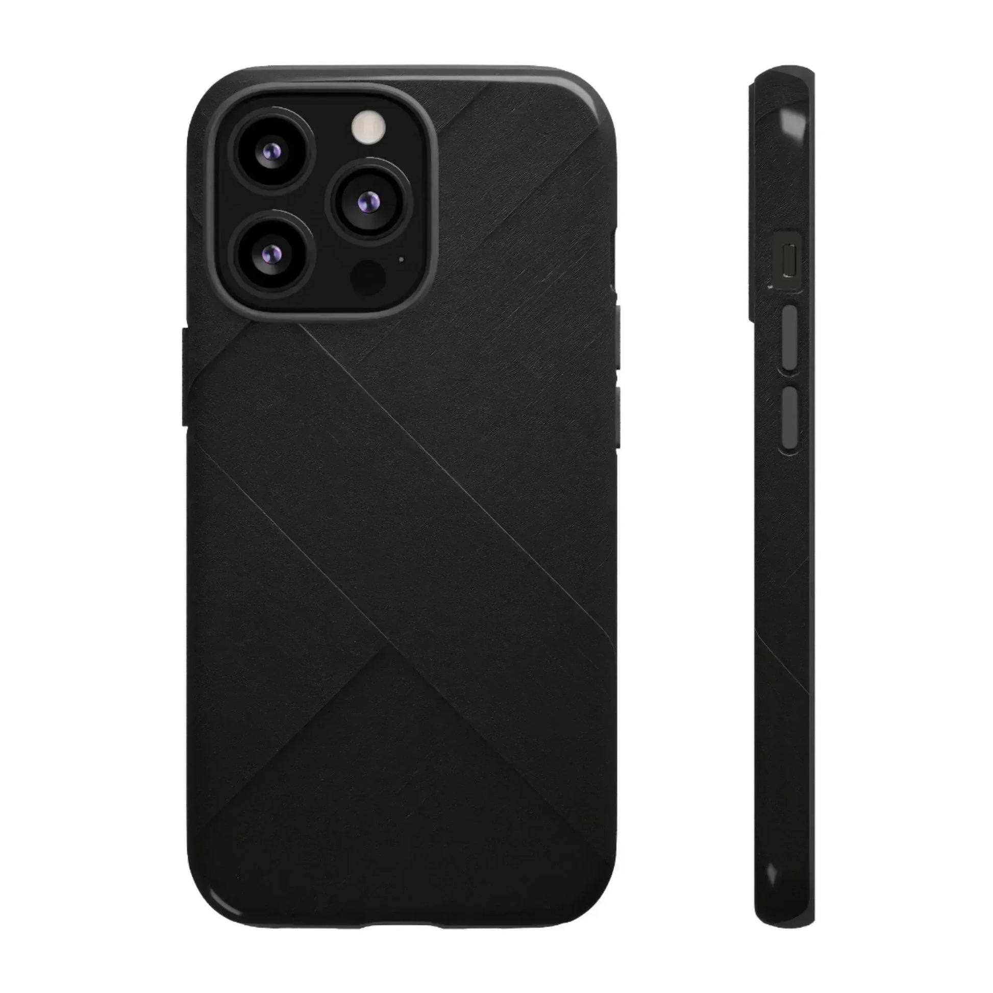 Matte Black Diagonal Line Phone Case for iPhone 8-16 and Galaxy S10-S25 - KARARMDESIGN