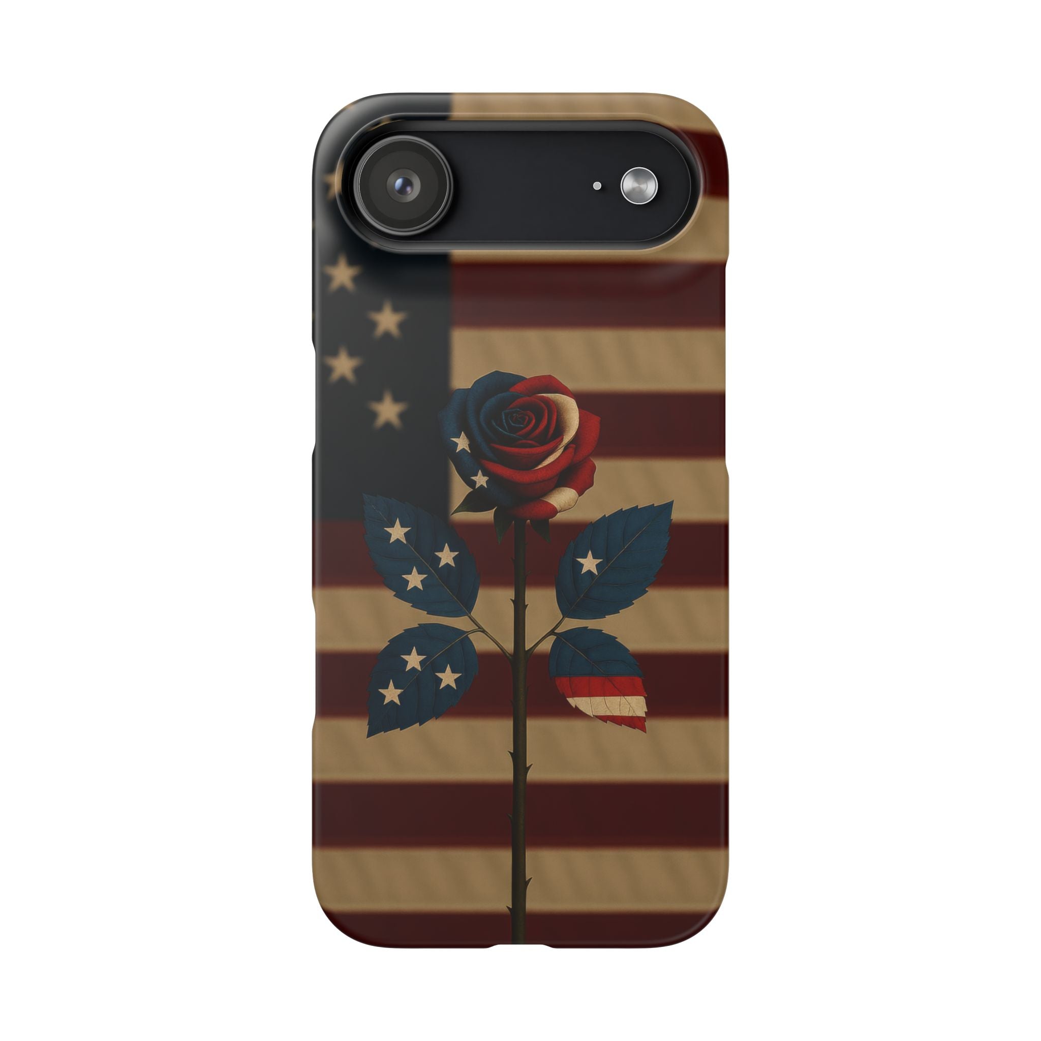 American Rose Flag Phone Case for iPhone 8-17 and Galaxy S20-S26