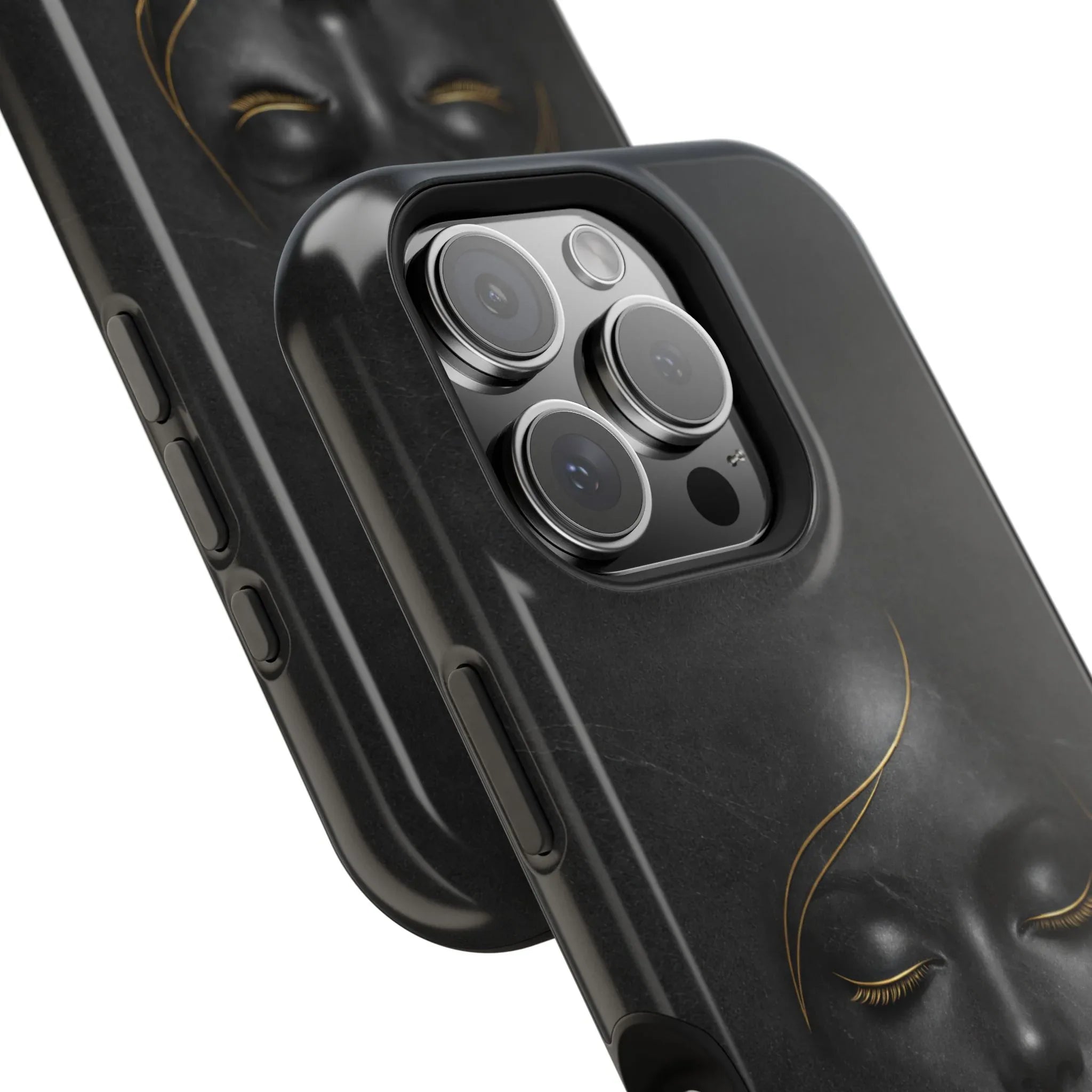 Black Gold Face Phone Case for iPhone 13-17 - KARARMDESIGN