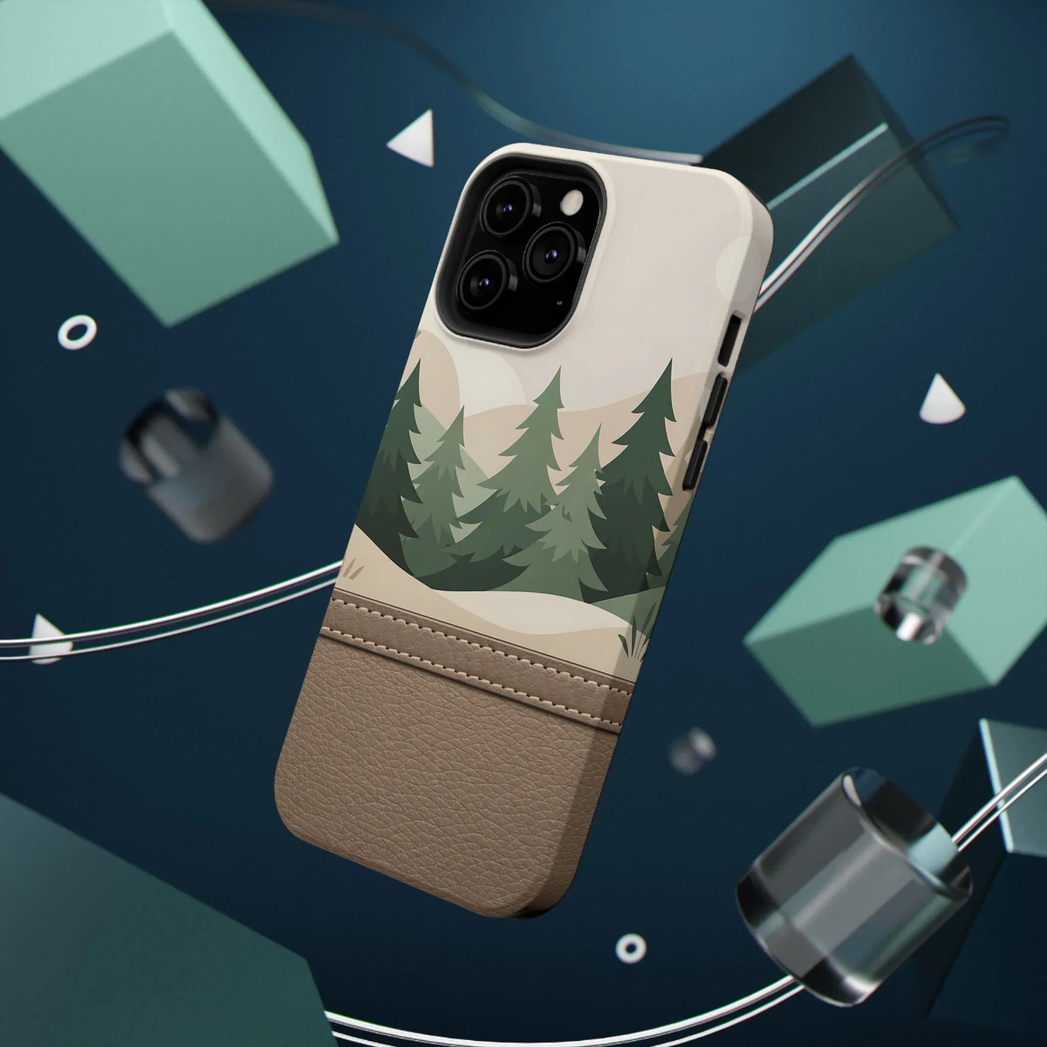 Forest Leather Phone Case for iPhone 11-17 and Galaxy S21-S25 - KARARMDESIGN