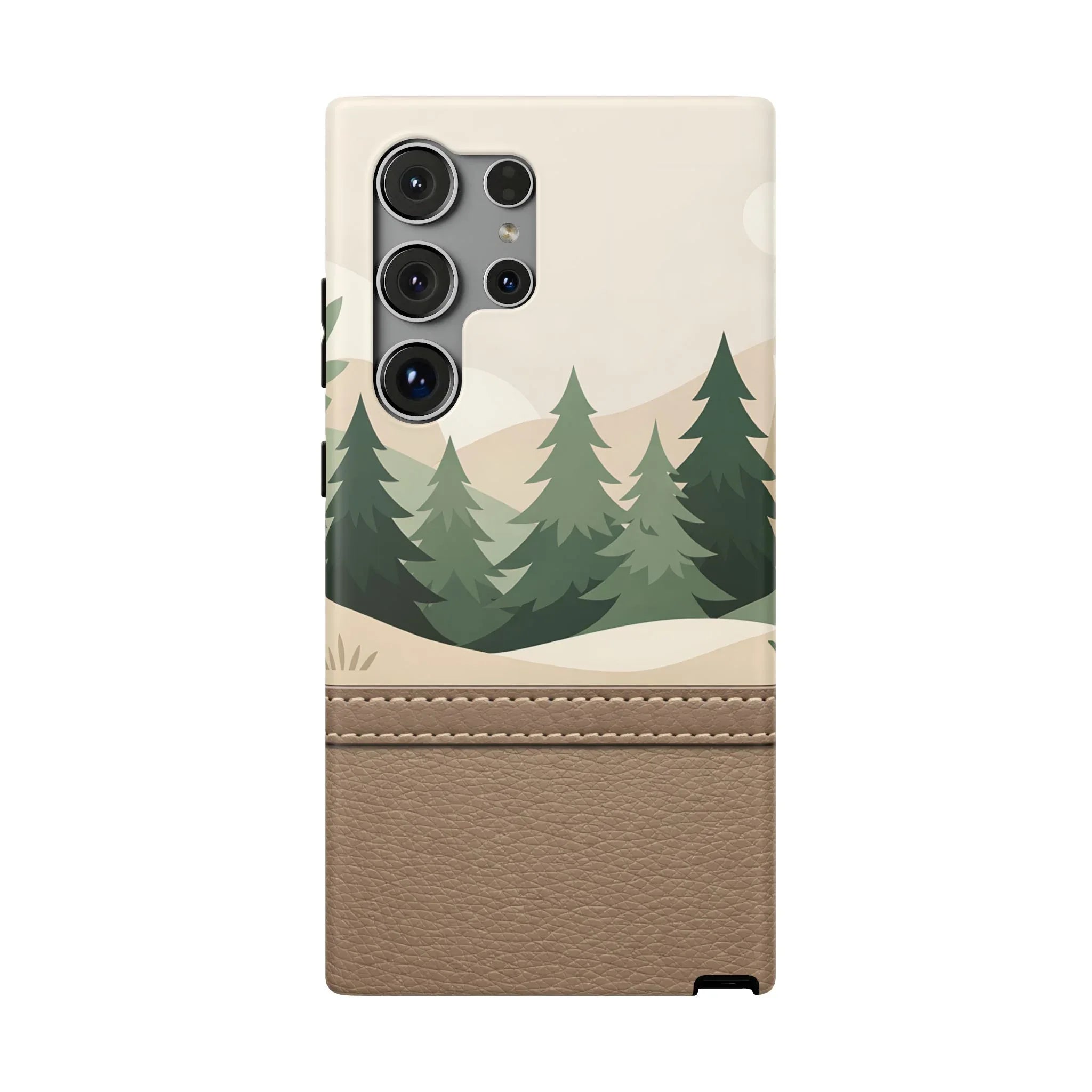 Forest Leather Phone Case for iPhone 11-17 and Galaxy S21-S25 - KARARMDESIGN