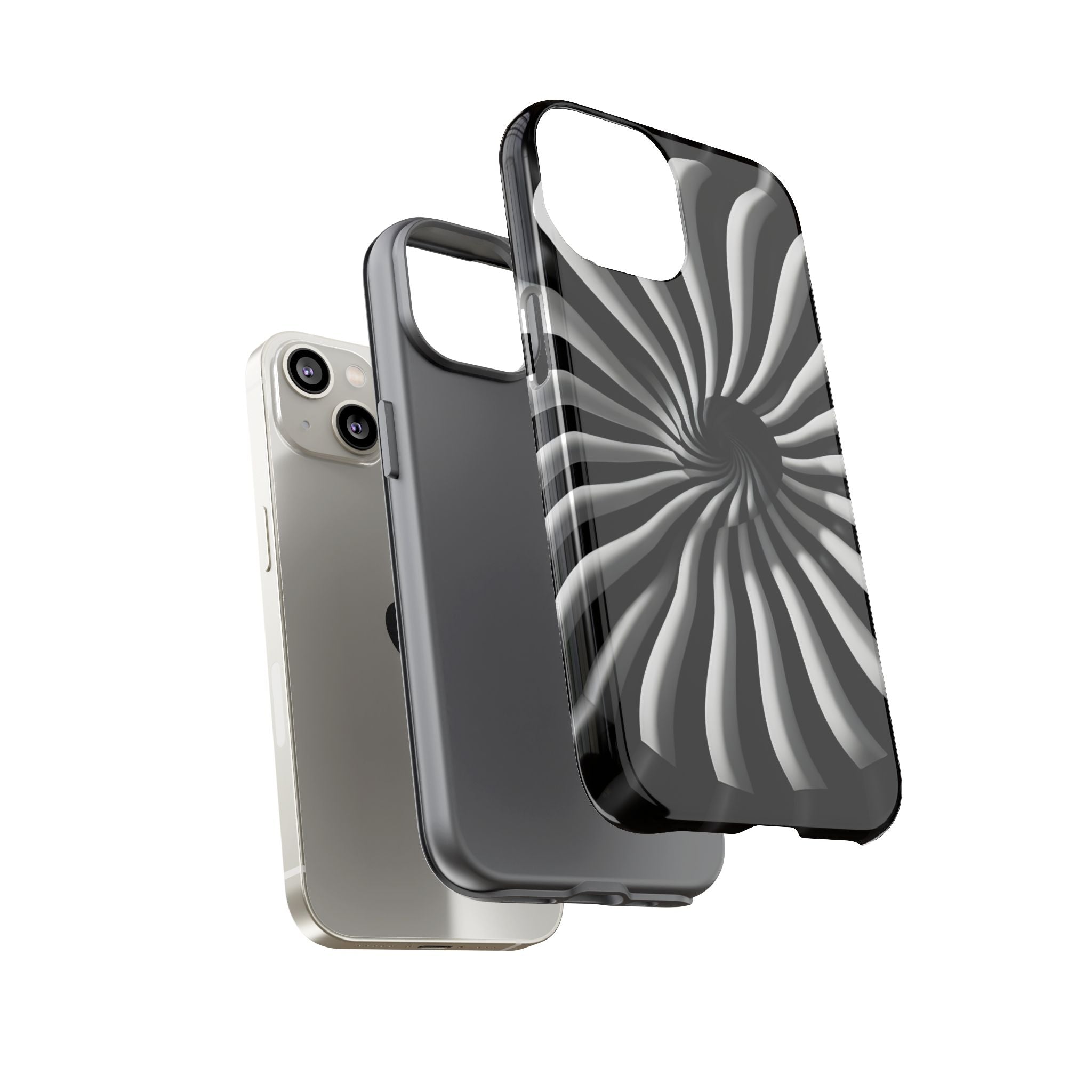 Hypnotic Black and White Spiral Phone Case – Optical Illusion Design for iPhone & Galaxy