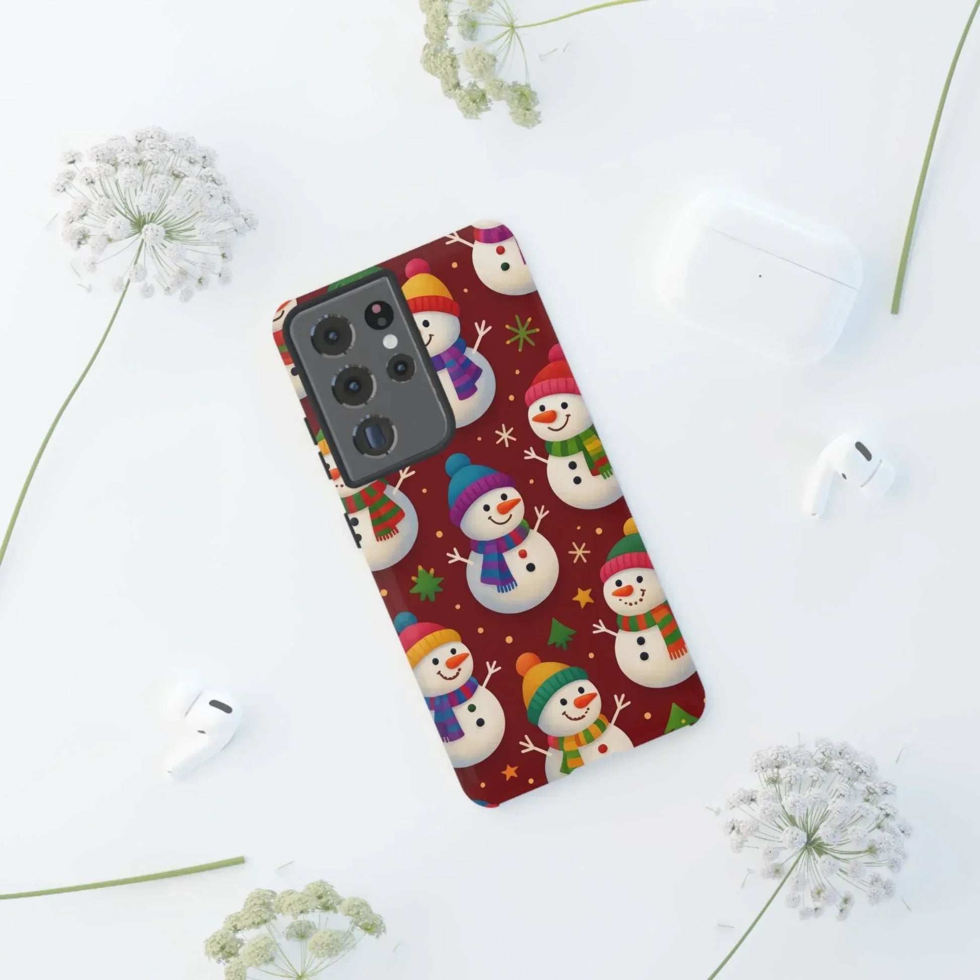Festive Snowmen Parade Phone Case for iPhone 11–17 and Galaxy S10–S25 - KARARMDESIGN