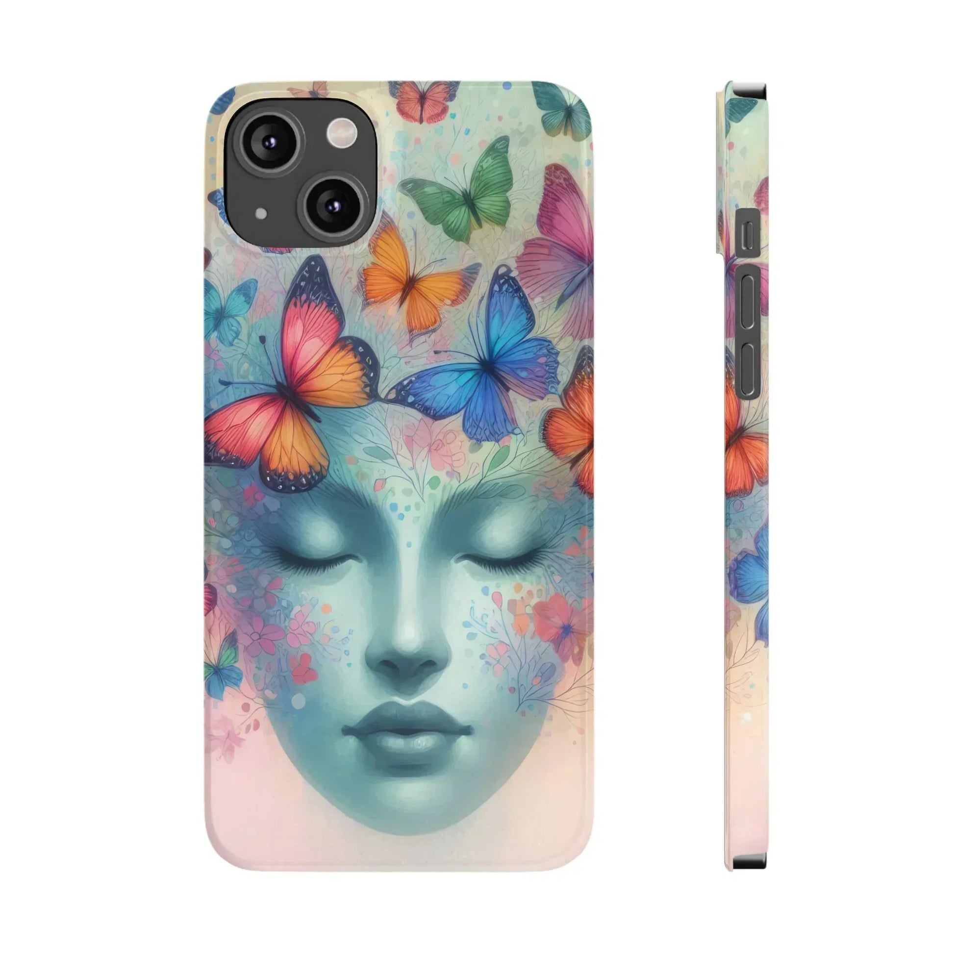 Butterfly Bloom Dreamy Woman Phone Case for iPhone - KARARMDESIGN