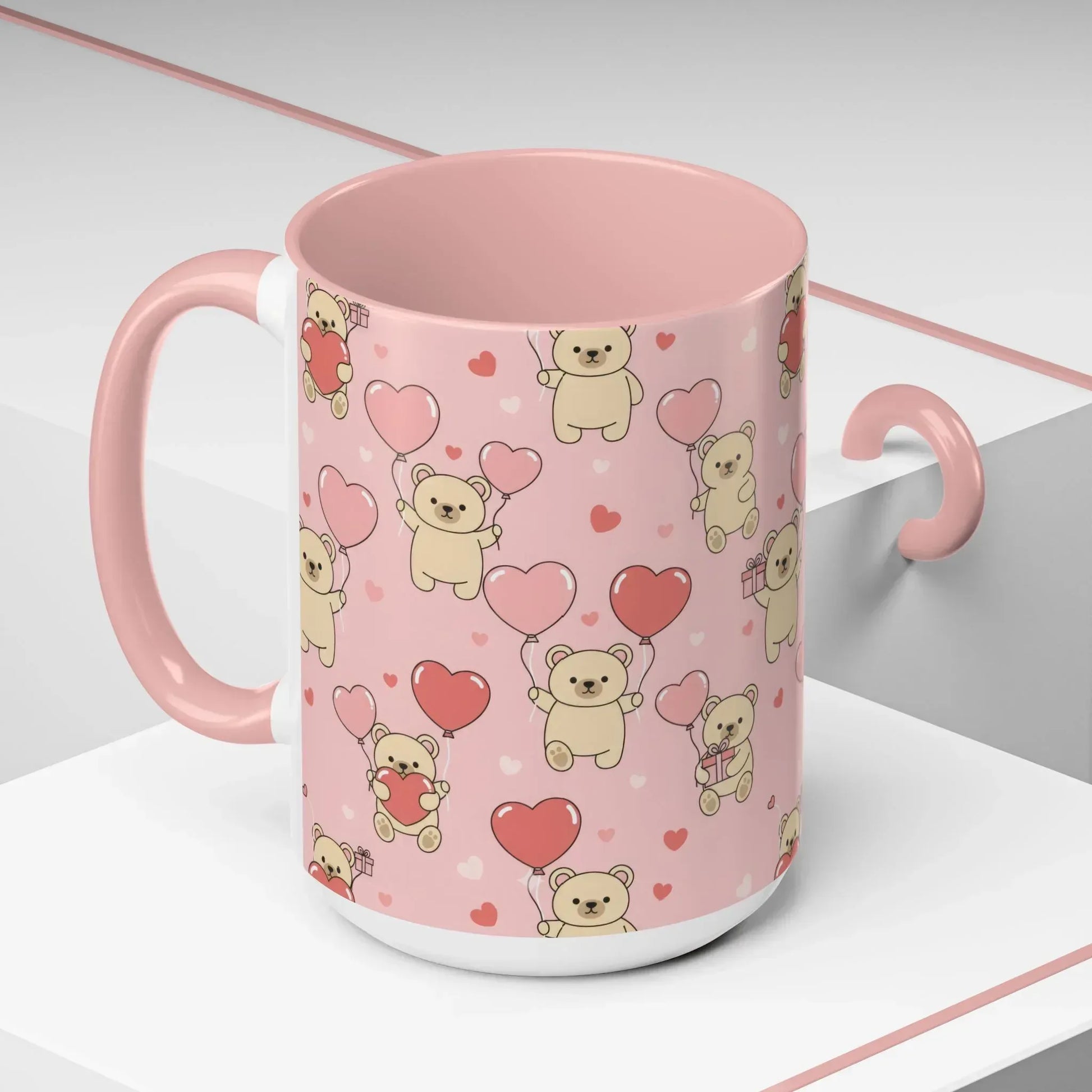 Teddy's Valentine Parade Mug - Accent Coffee Mug (11, 15oz) - KARARMDESIGN