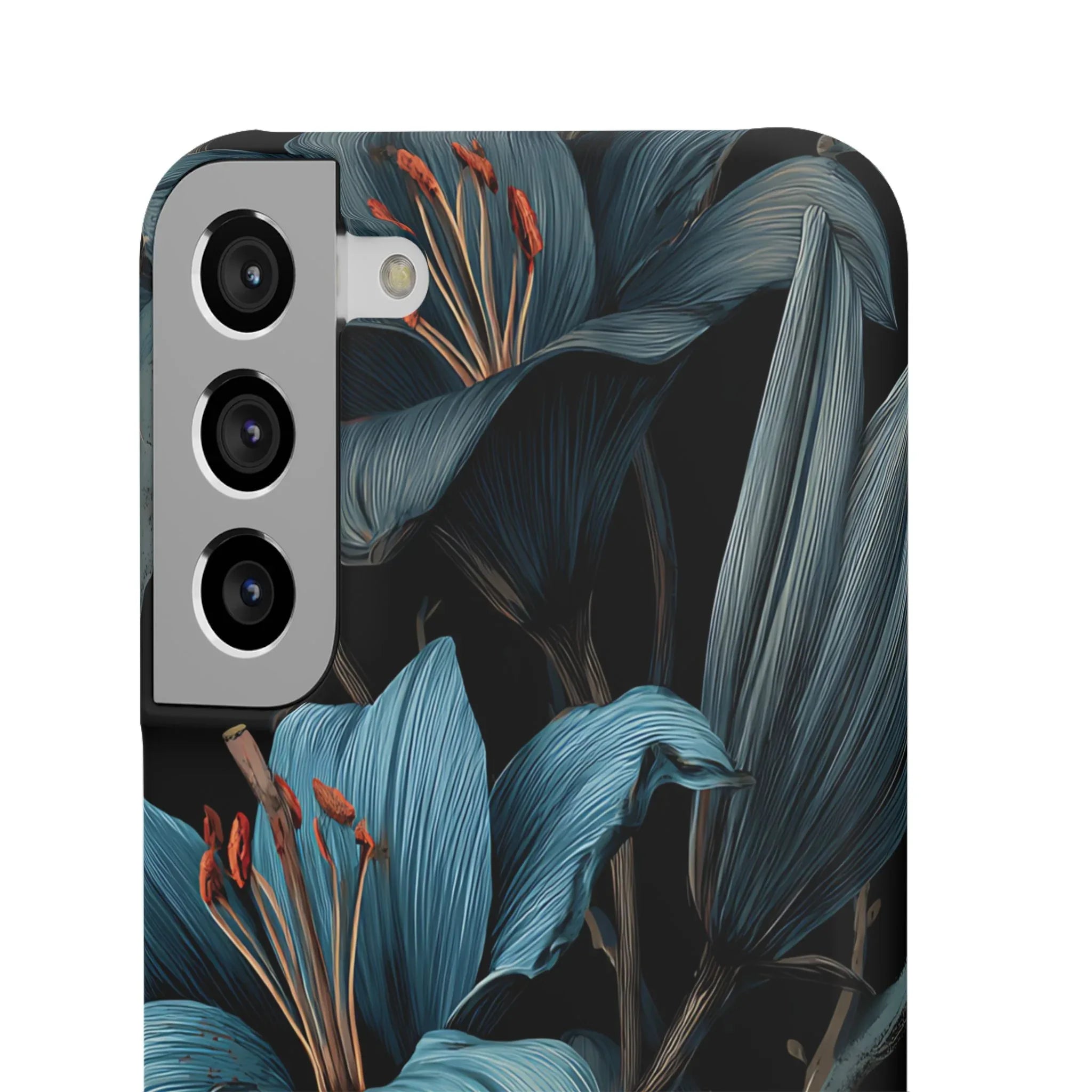 Blue Lily Floral Phone Case for iPhone 11-17 and Galaxy S20-S25 - KARARMDESIGN