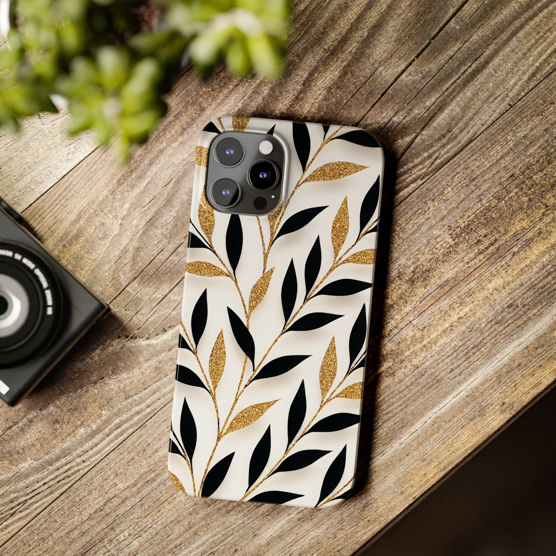Botanical Gold Leaf Phone Case for iPhone 7-16 Models - KarArmDesign