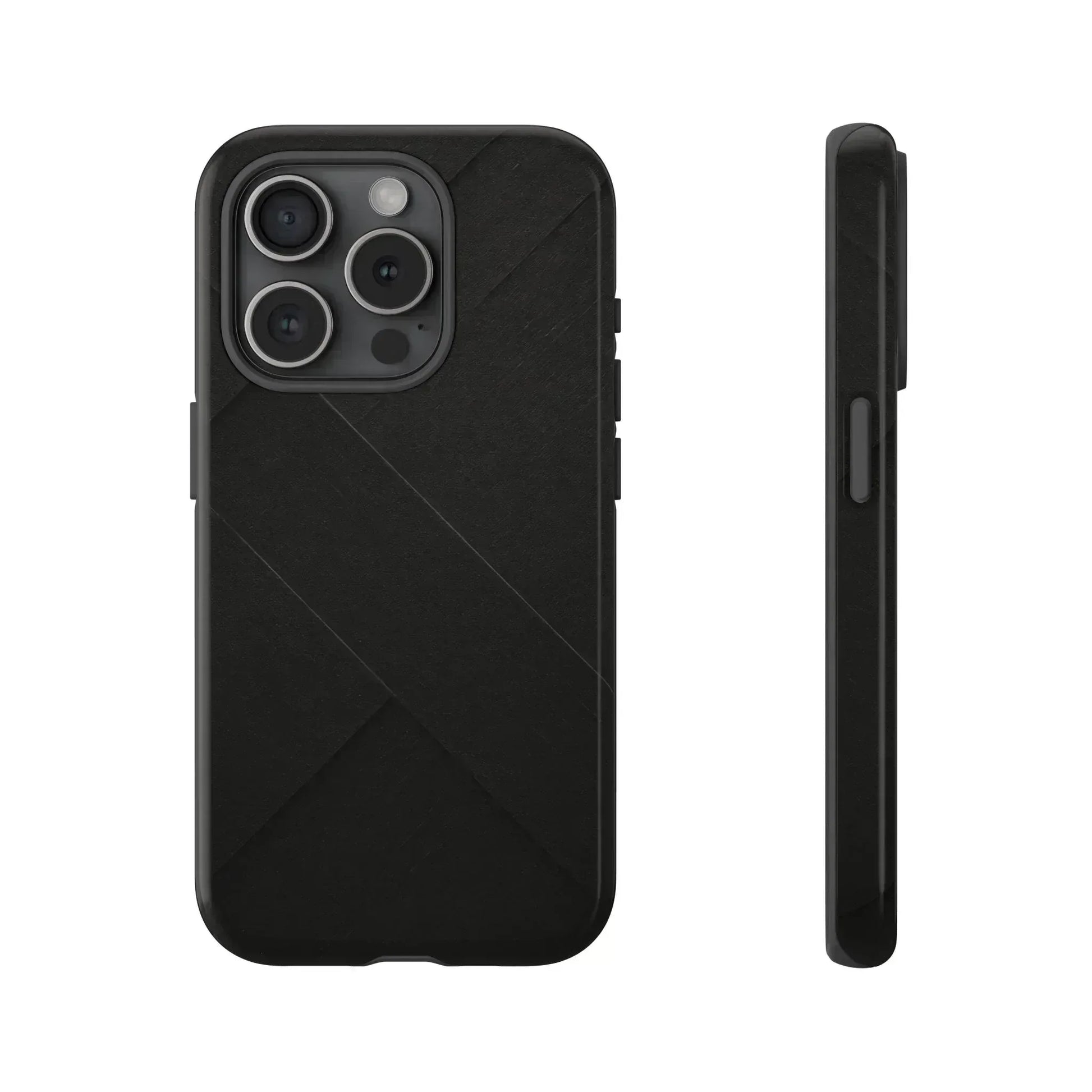 Matte Black Diagonal Line Phone Case for iPhone 8-16 and Galaxy S10-S25 - KARARMDESIGN