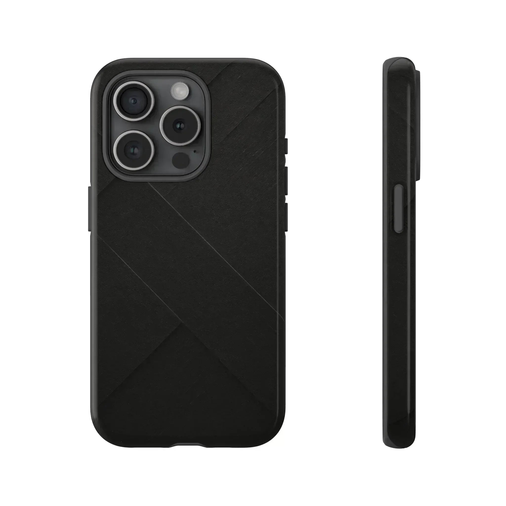 Matte Black Diagonal Line Phone Case for iPhone 8-16 and Galaxy S10-S25 - KARARMDESIGN